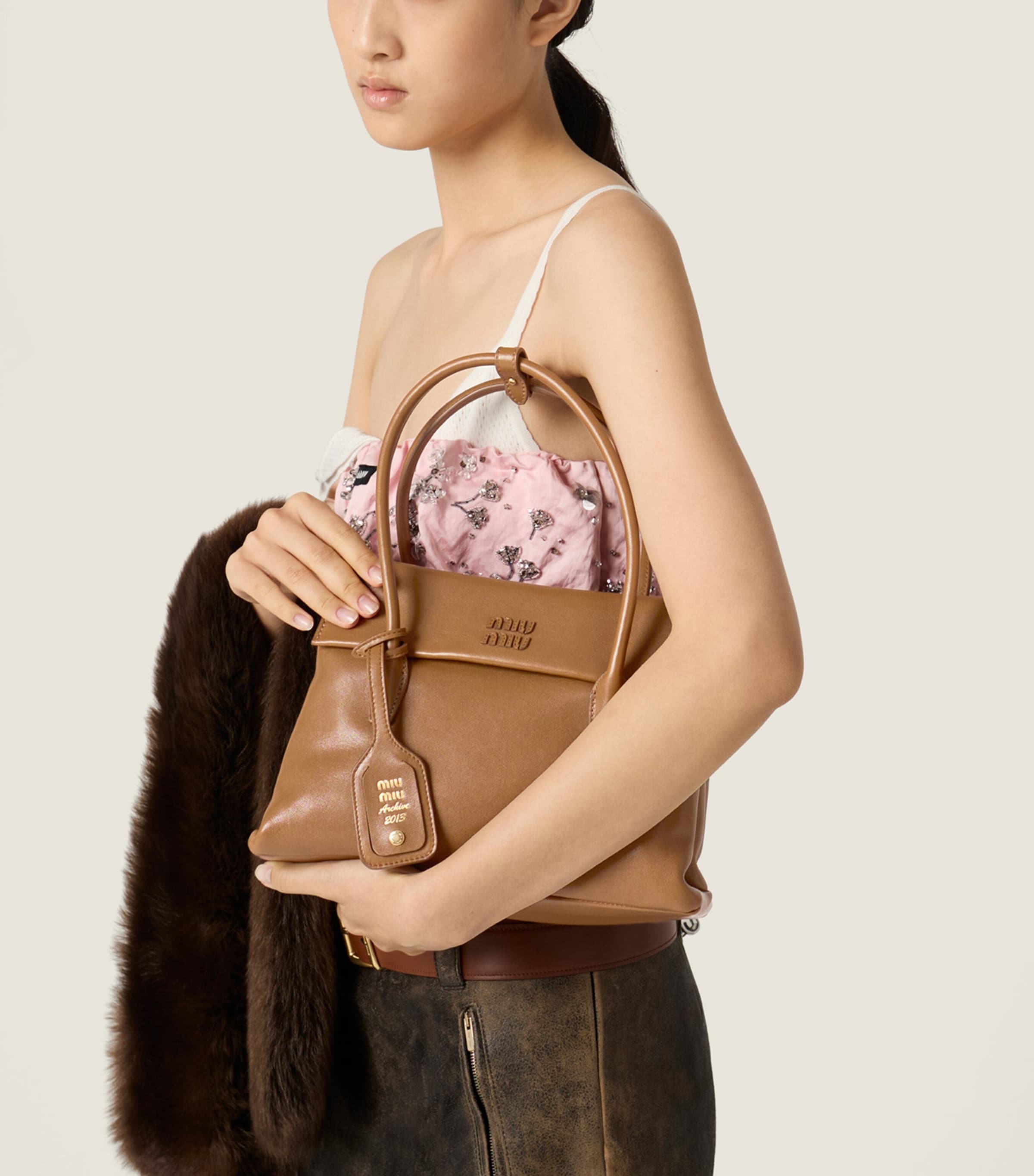 Leather Solitaire Top-Handle Bag F0039 Image 2
