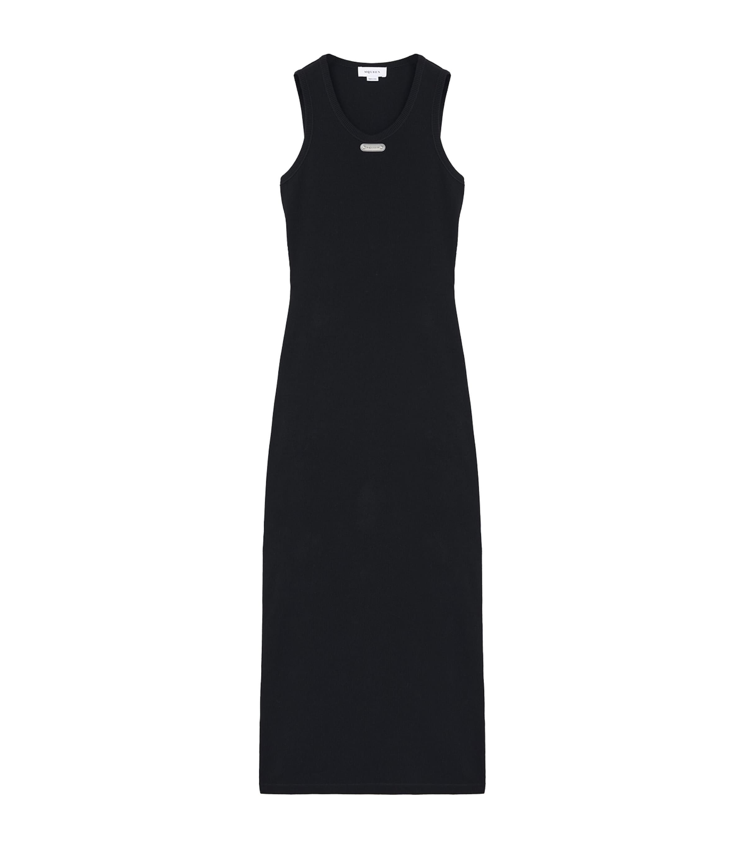 Alexander Mcqueen Crew Neck Cut-out Midi Dress In Black