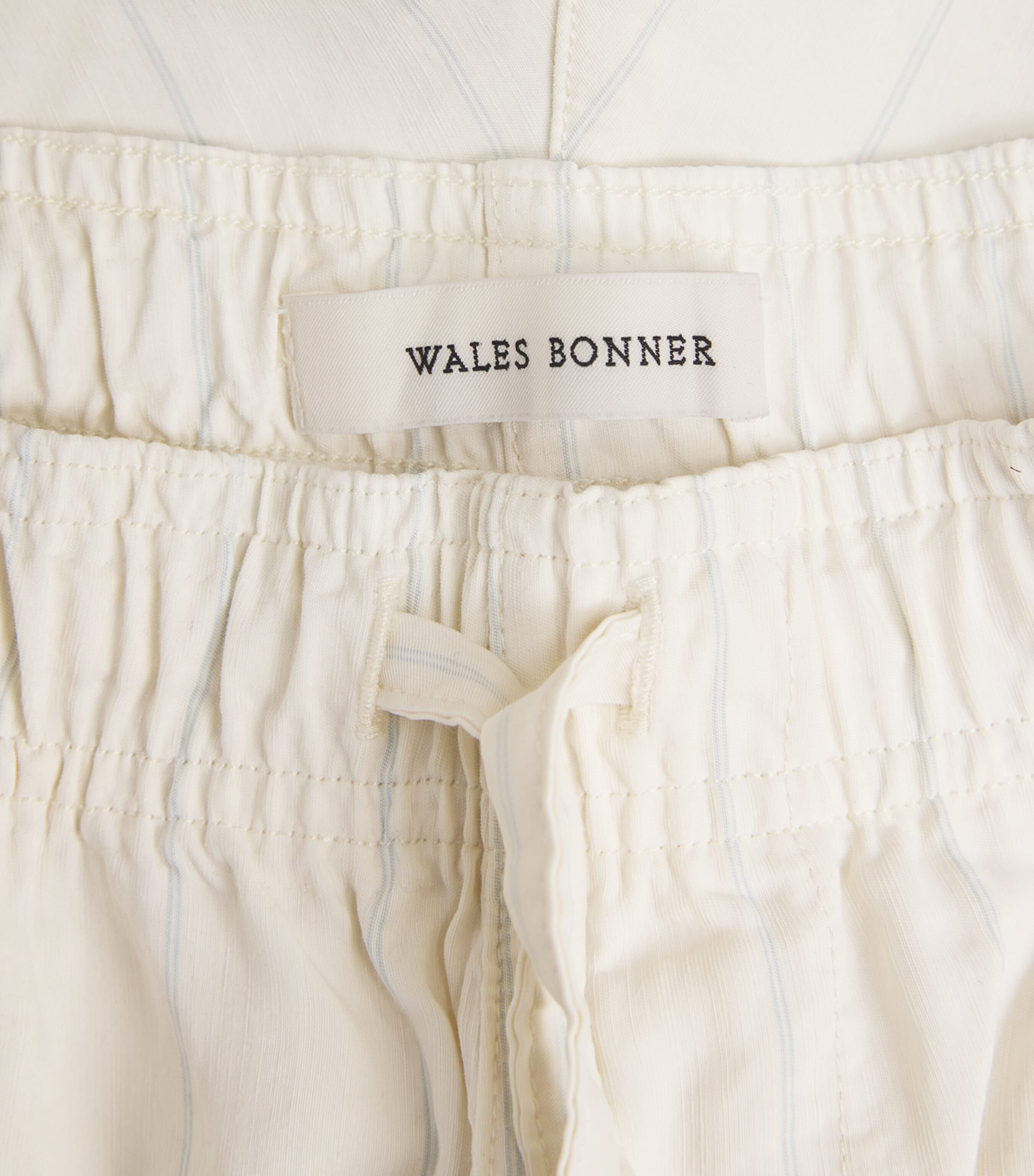 Wales Bonner Mens Prinstripe Drawstring Garden Shorts White/blue Stripe Image 5