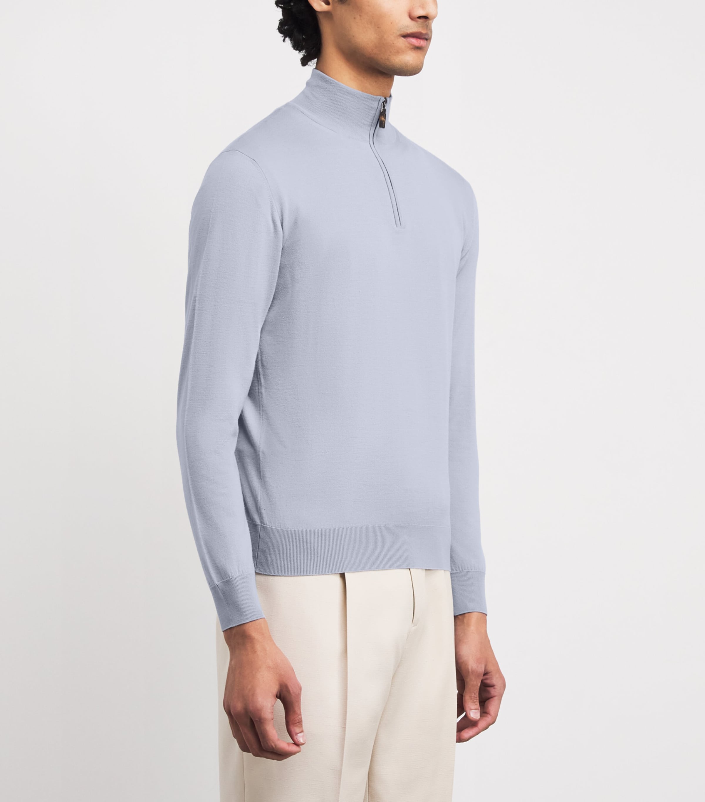 Kid Wool Quarter-Zip Sweater 40232 LIGHT BLUE Image 3