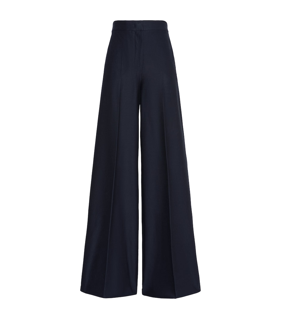 Max Mara Womens Cotton Wide-Leg Trousers Ultramarine Image 1
