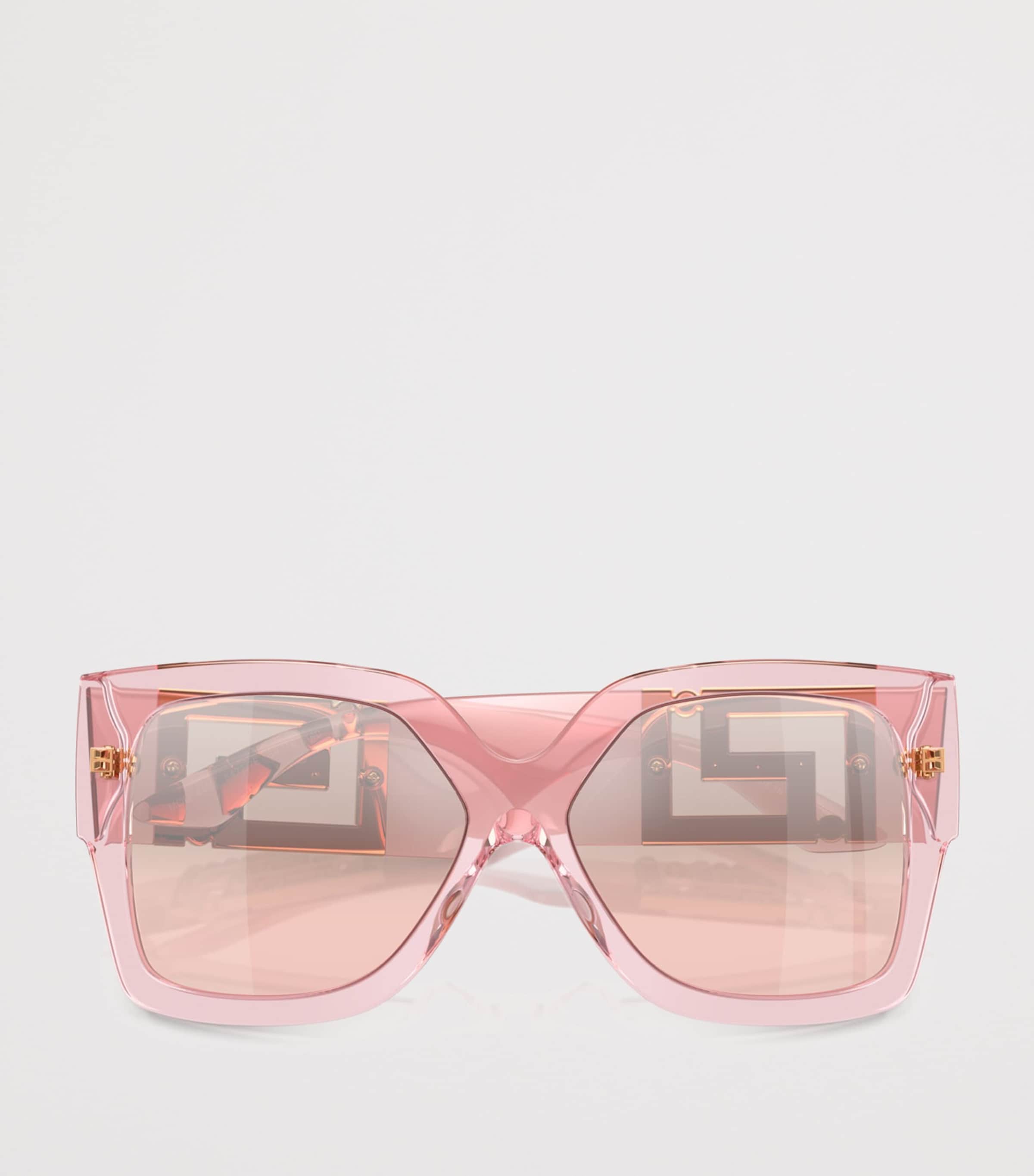 Versace Crystal-Embellished Rectangle Sunglasses Pink Image 5