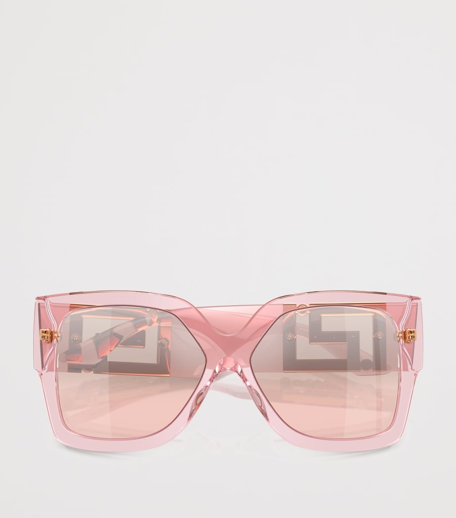 Versace Crystal-Embellished Rectangle Sunglasses Pink Image 5