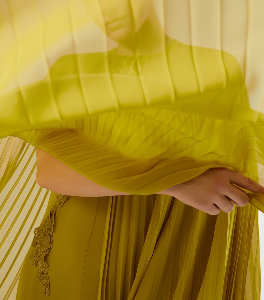 Marina Rinaldi Womens Georgette Plissé Cape Olive Green Image 5