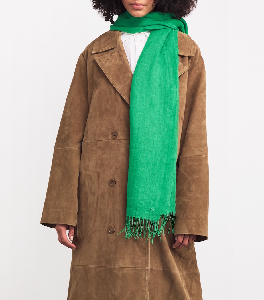 Weekend Max Mara Linen Stole Scarf Green Image 4