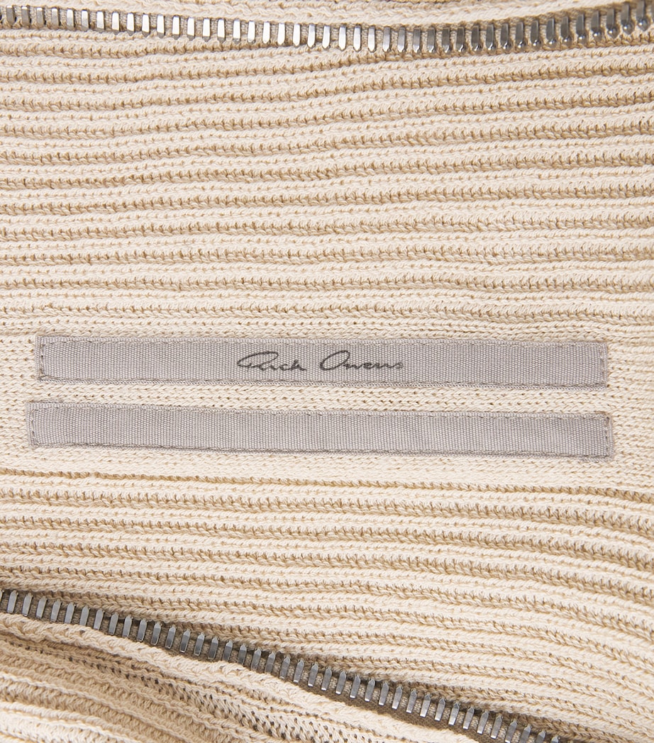 Rick Owens Mens Wool Ribbed Zip-Up Hoodie Sand/ Image 6