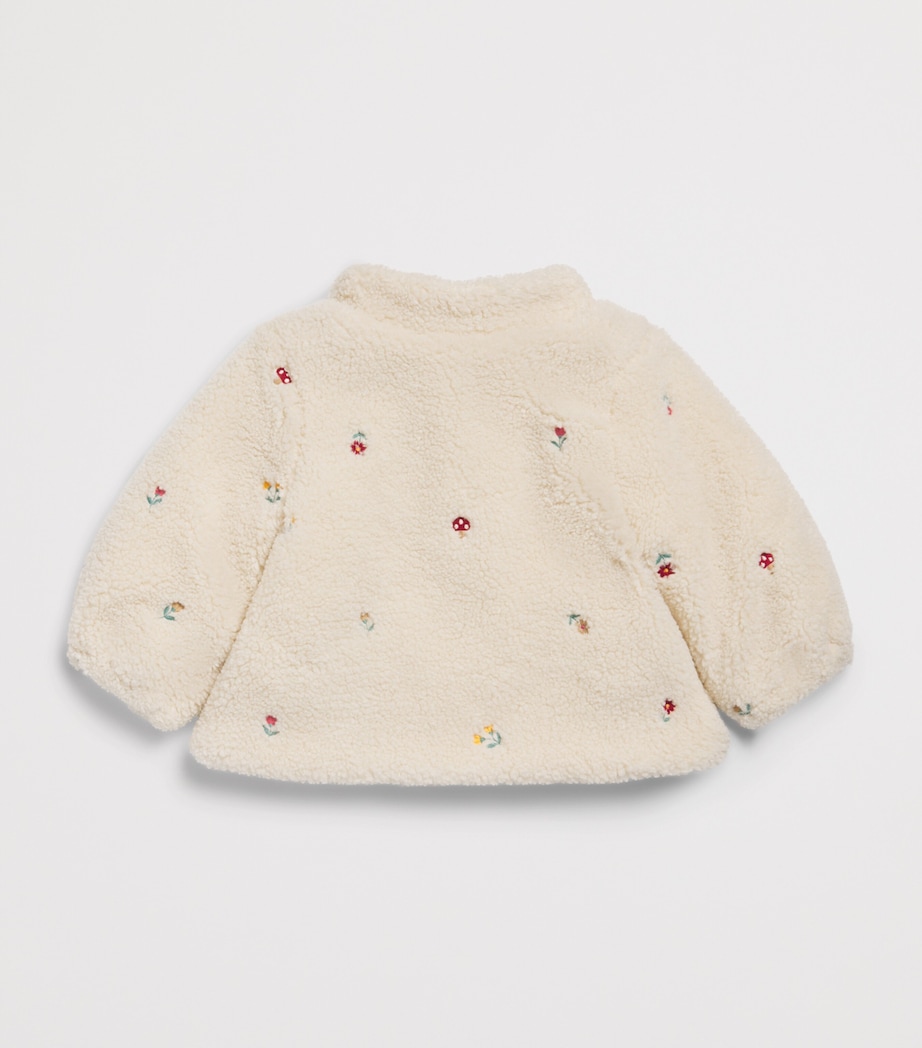Purebaby Fleece Embroidered Jacket (0-12 Months) Wftbr Wht Frst Brdr Image 2