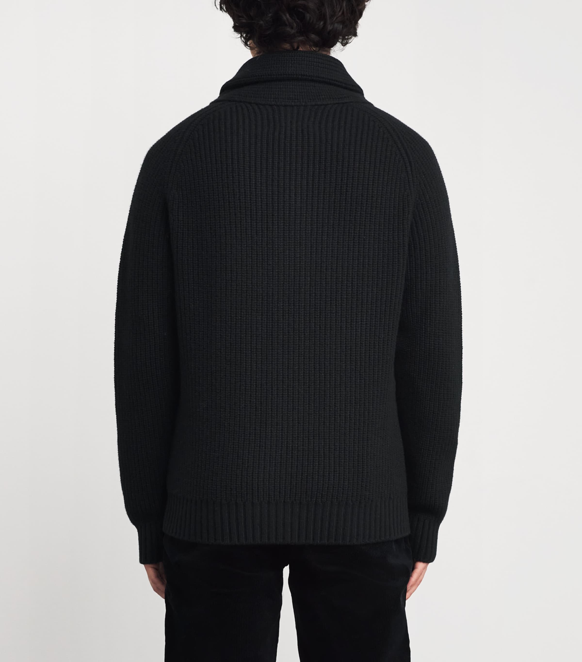 Cashmere Shawl-Collar Cardigan BLACK Image 4