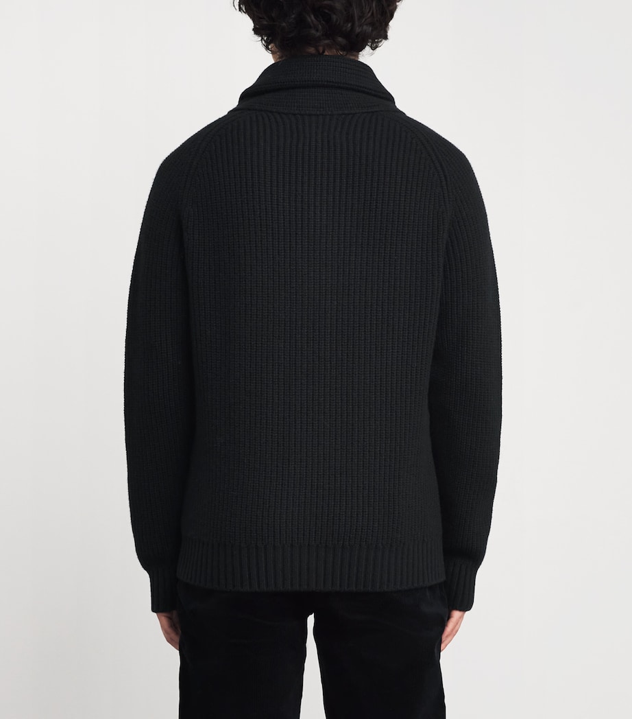 Cashmere Shawl-Collar Cardigan BLACK Image 4