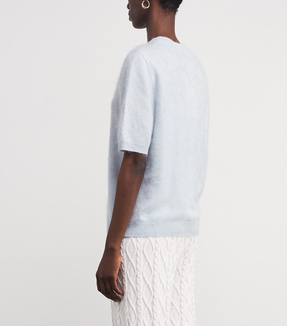 Brushed Cashmere Short-Sleeve Sweater LIGHT BLUE Image 4