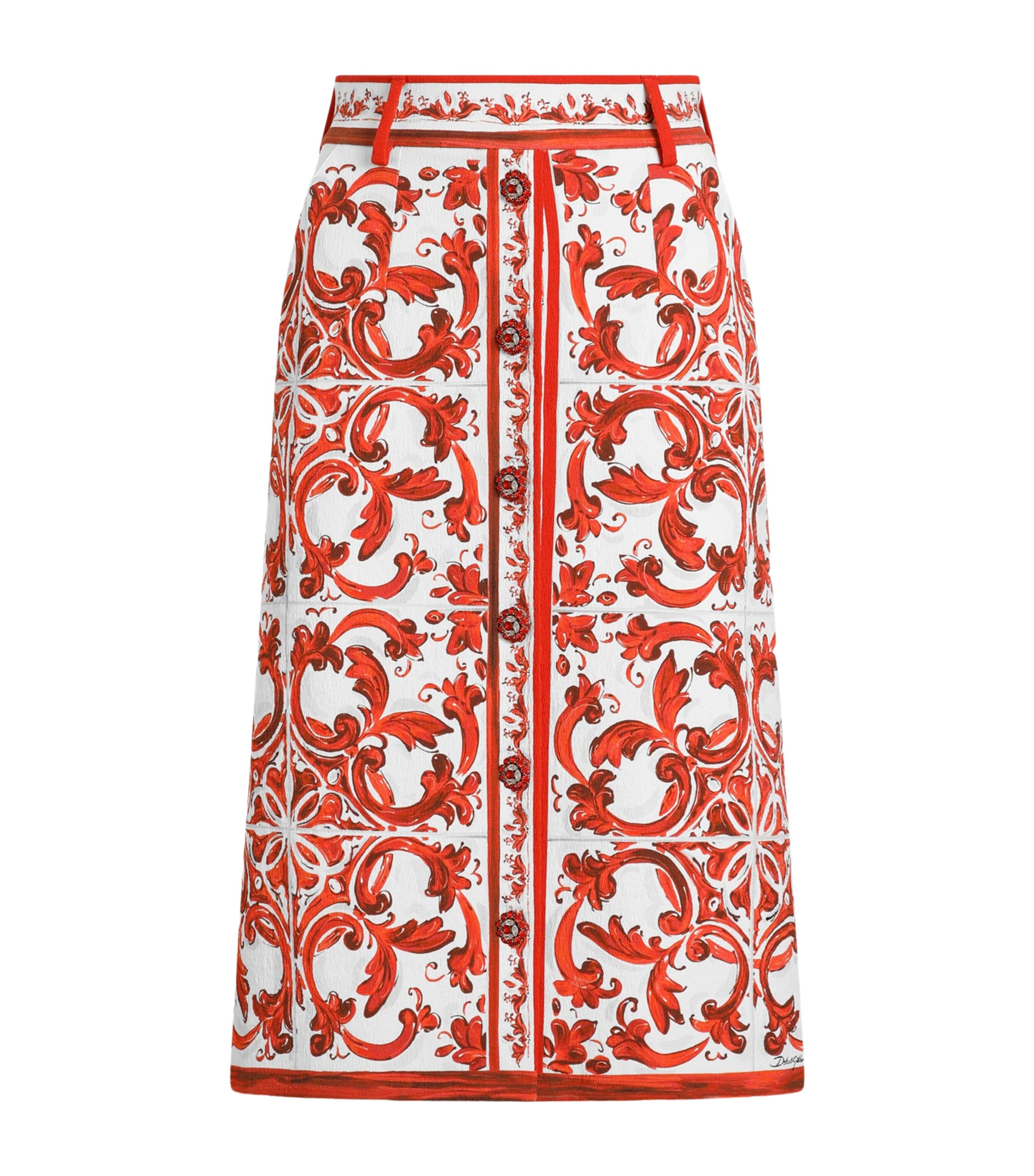 Dolce & Gabbana Dolce&gabbana Majolica Print Midi Skirt In Red