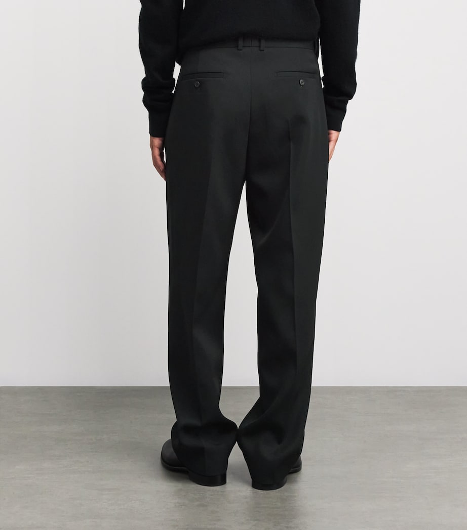Zev Virgin Wool Pleated Trousers BLACK Image 4