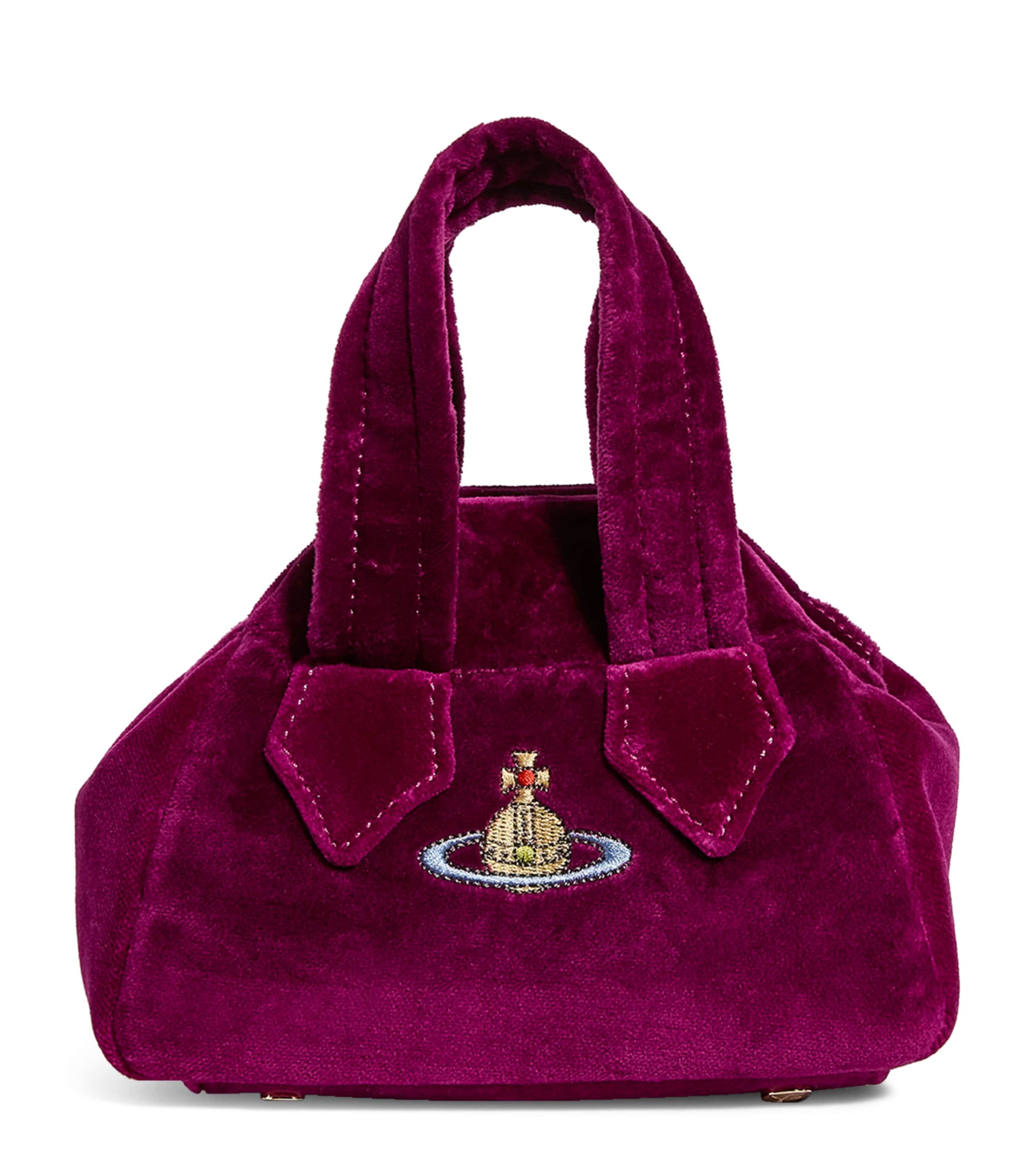 Vivienne Westwood Mini Velvet Yasmine Top-handle Bag In Purple