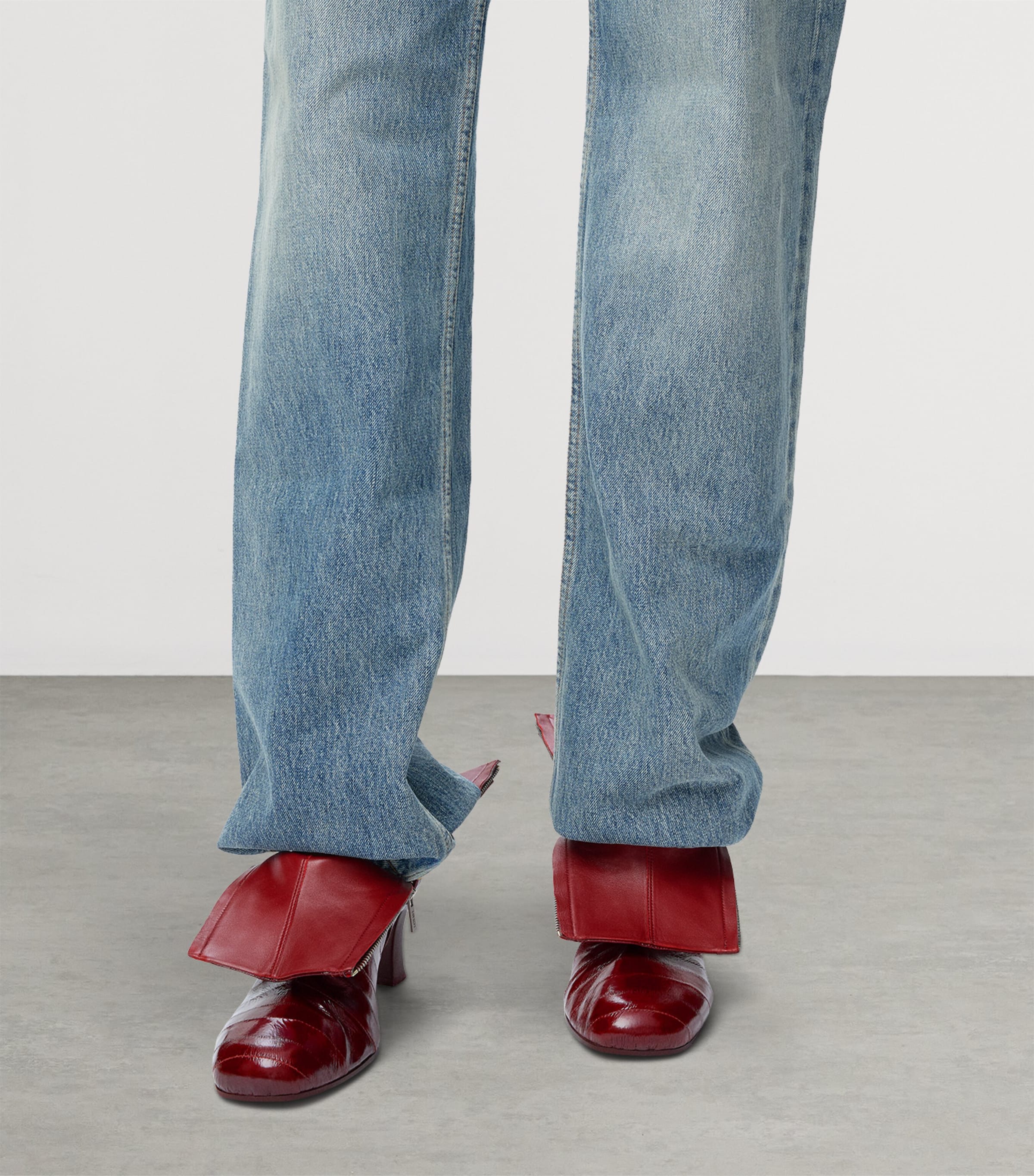 Eel Leather Bobine Ankle Boots 75 BURGUNDY Image 5