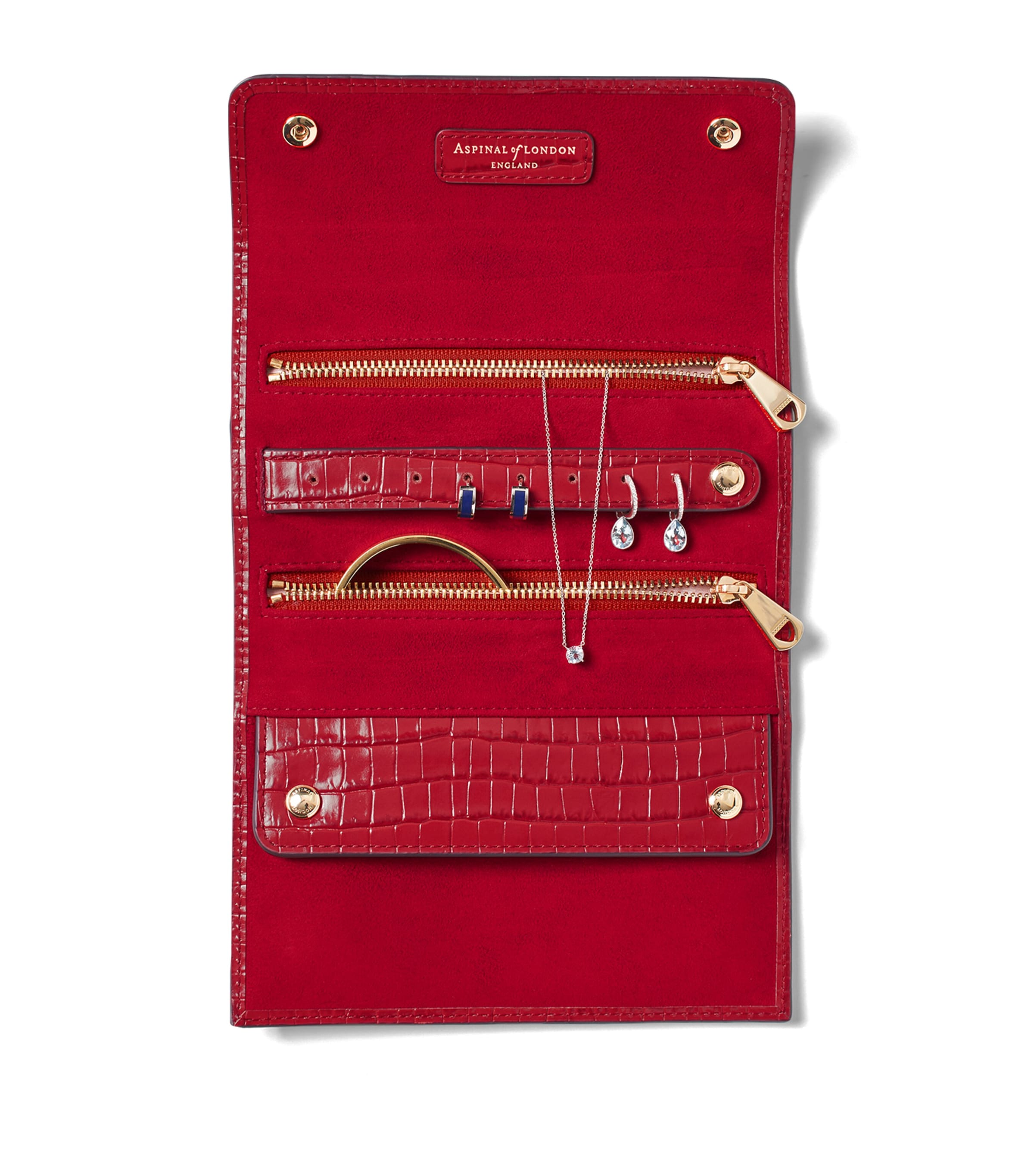 Aspinal Of London Leather Jewellery Roll Red Image 4