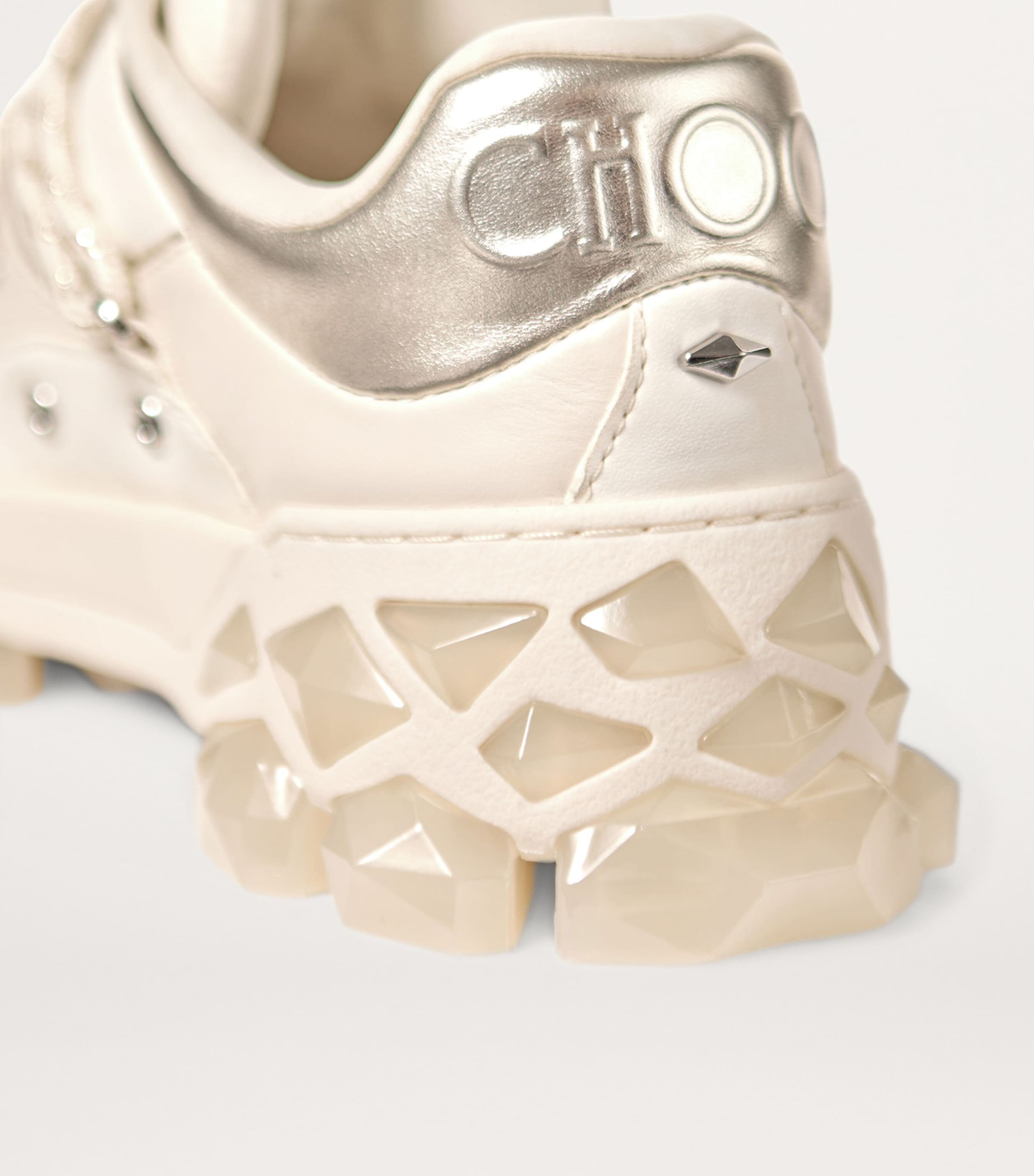 Diamond X Leather Sneakers X LATTE Image 3