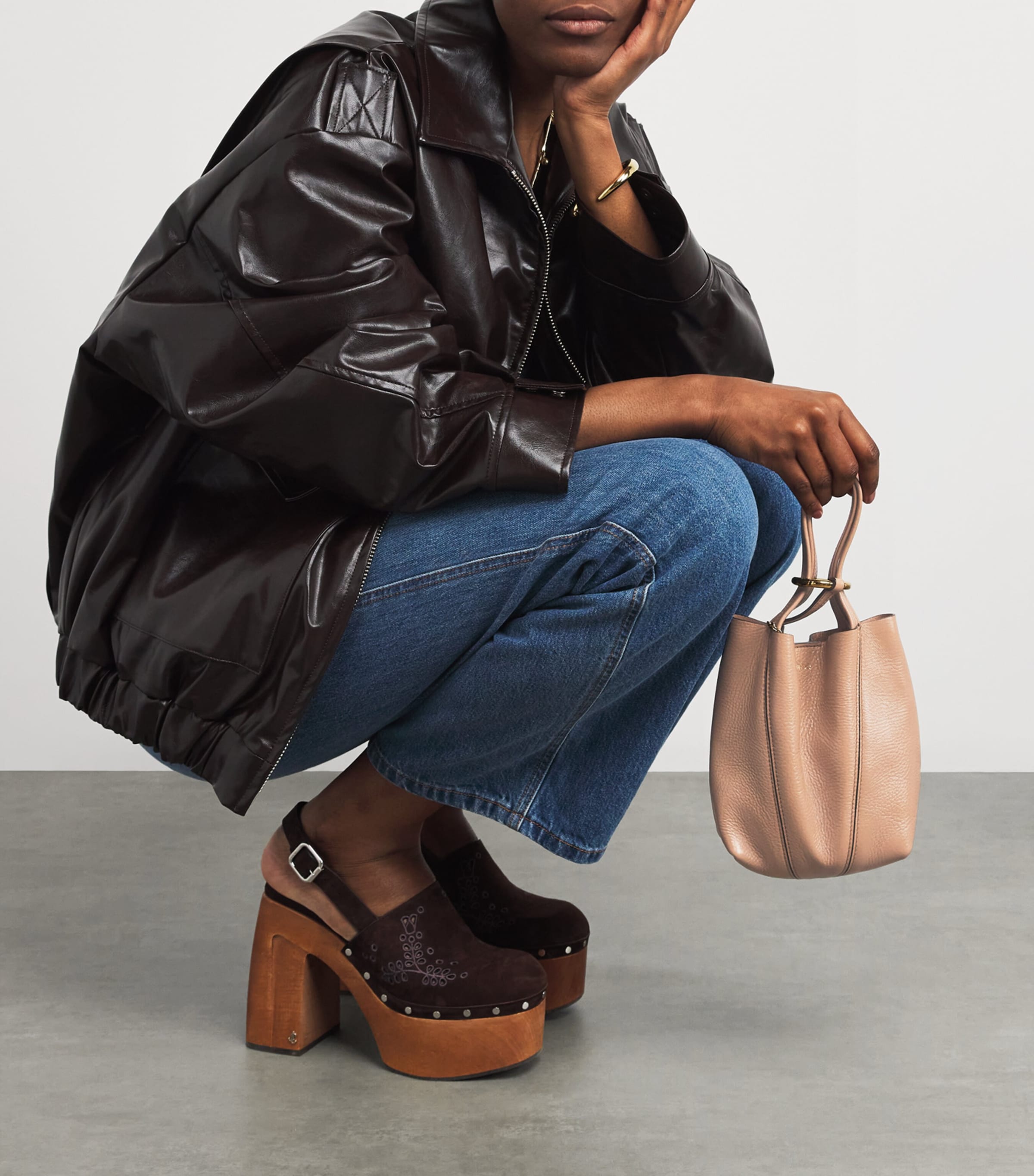 Small Leather Spin Tote Bag BAG WOODROSE Image 2