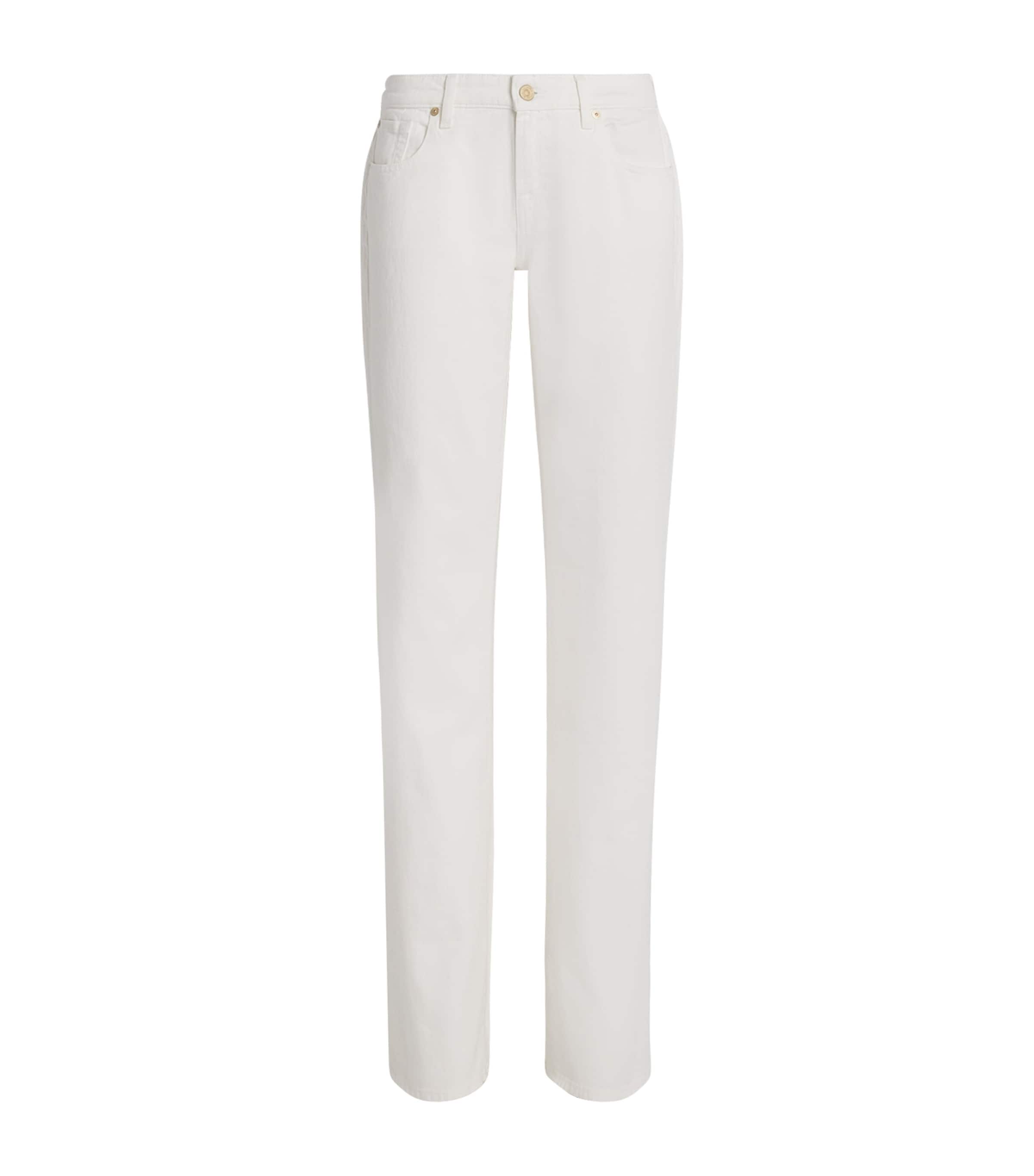7 For All Mankind Comfort Fabric Low Straight Jeans In White