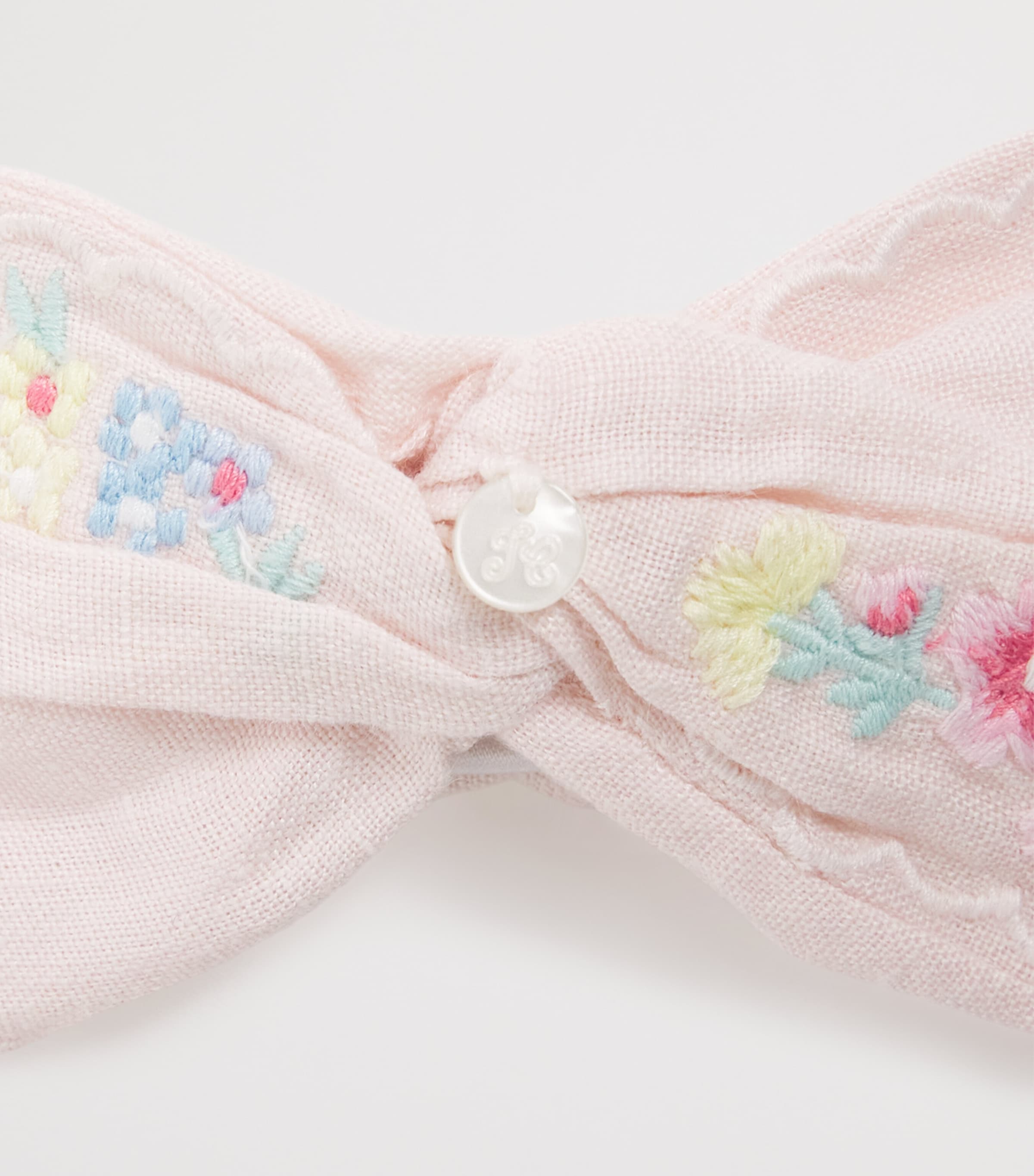 Linen Embroidered Headband 31ROSE PÂLE Image 4