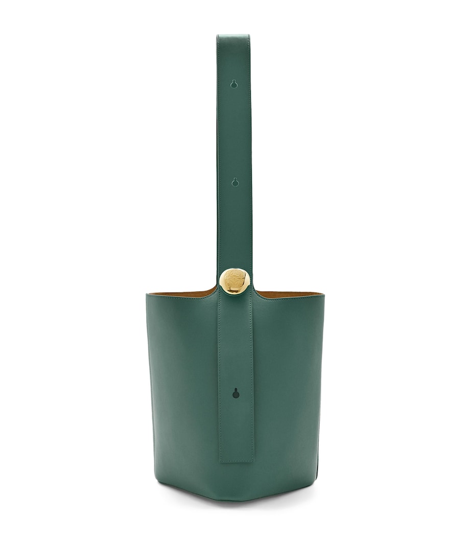 LOEWE Medium Leather Pebble Bucket Bag Vetiver Image 1
