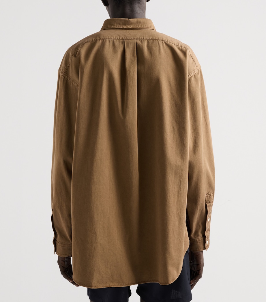 Prada Mens Cotton Logo Shirt Brown Image 5