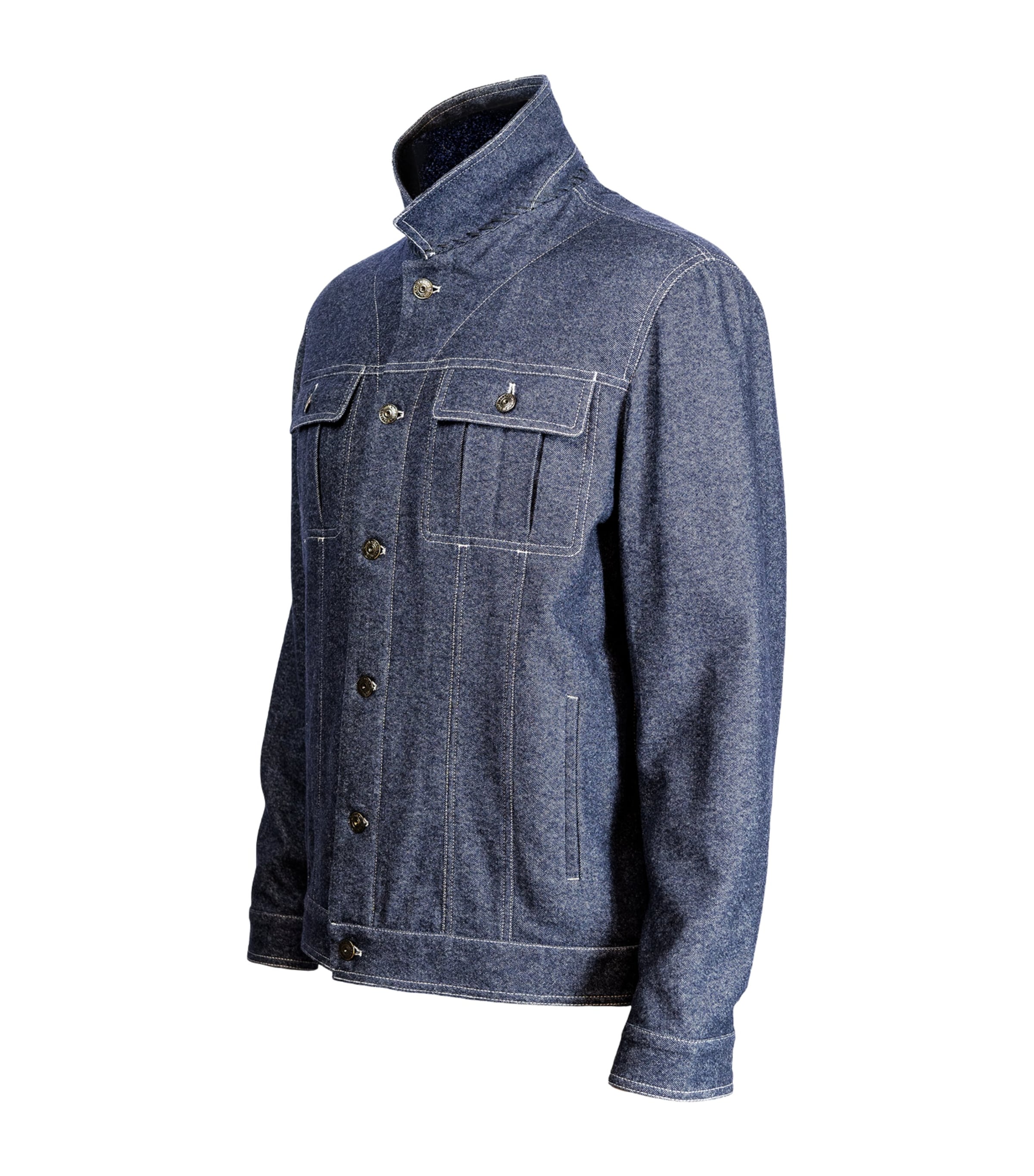 Alan Scott Mens Cashmere-Blend Denim Jacket Dark Indigo Image 3