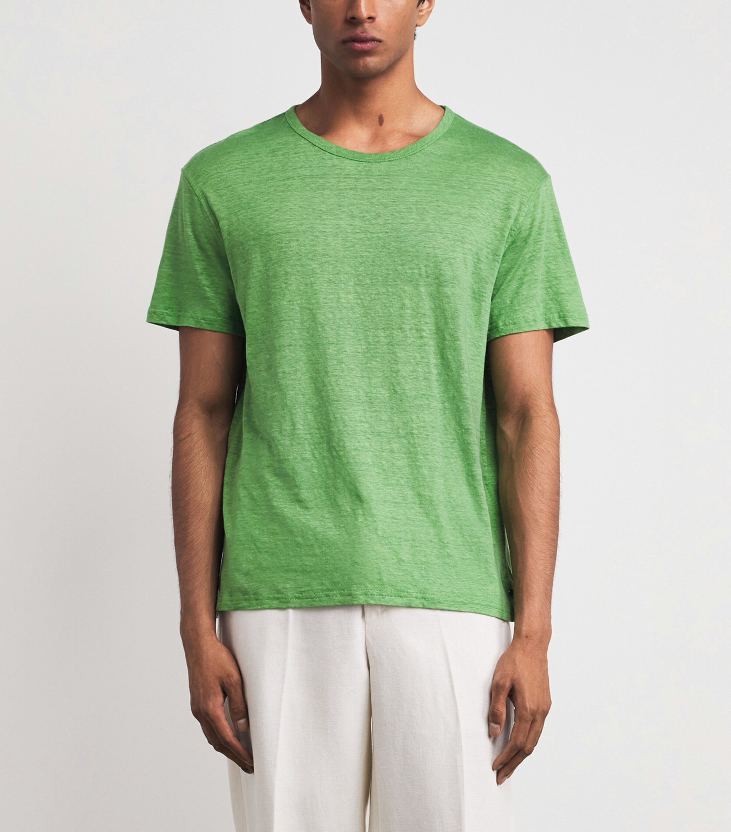 GOD'S TRUE CASHMERE Mens Linen Signature T-Shirt Lapis Lazuli Image 4