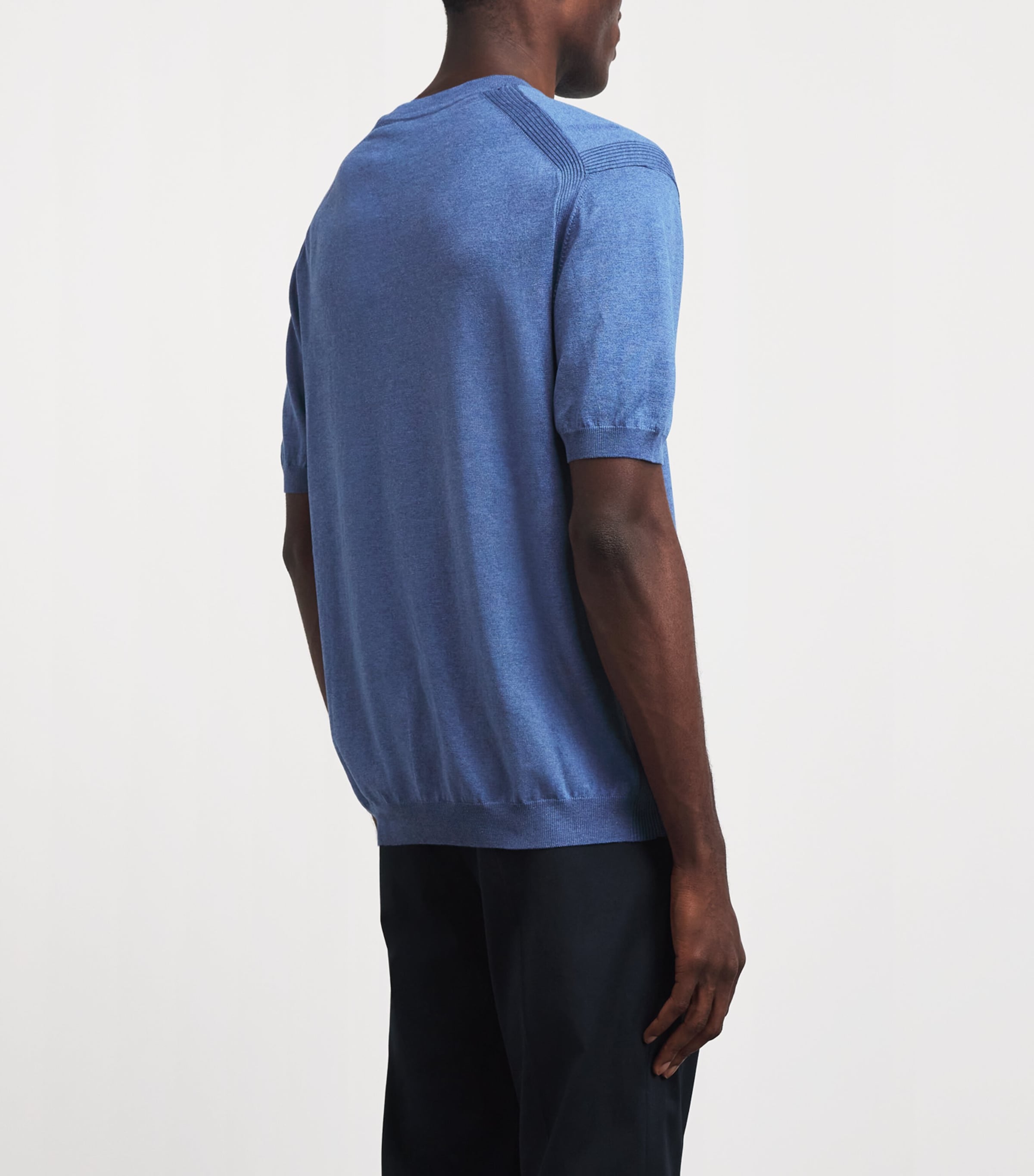 Paul & Shark Mens Silk-Cotton T-Shirt Light Cadet Blue Image 5