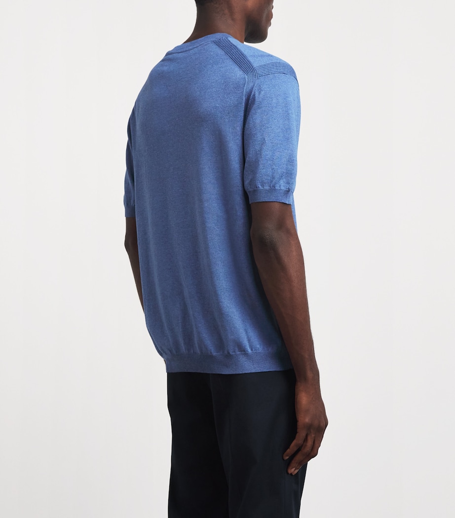 Paul & Shark Mens Silk-Cotton T-Shirt Light Cadet Blue Image 5