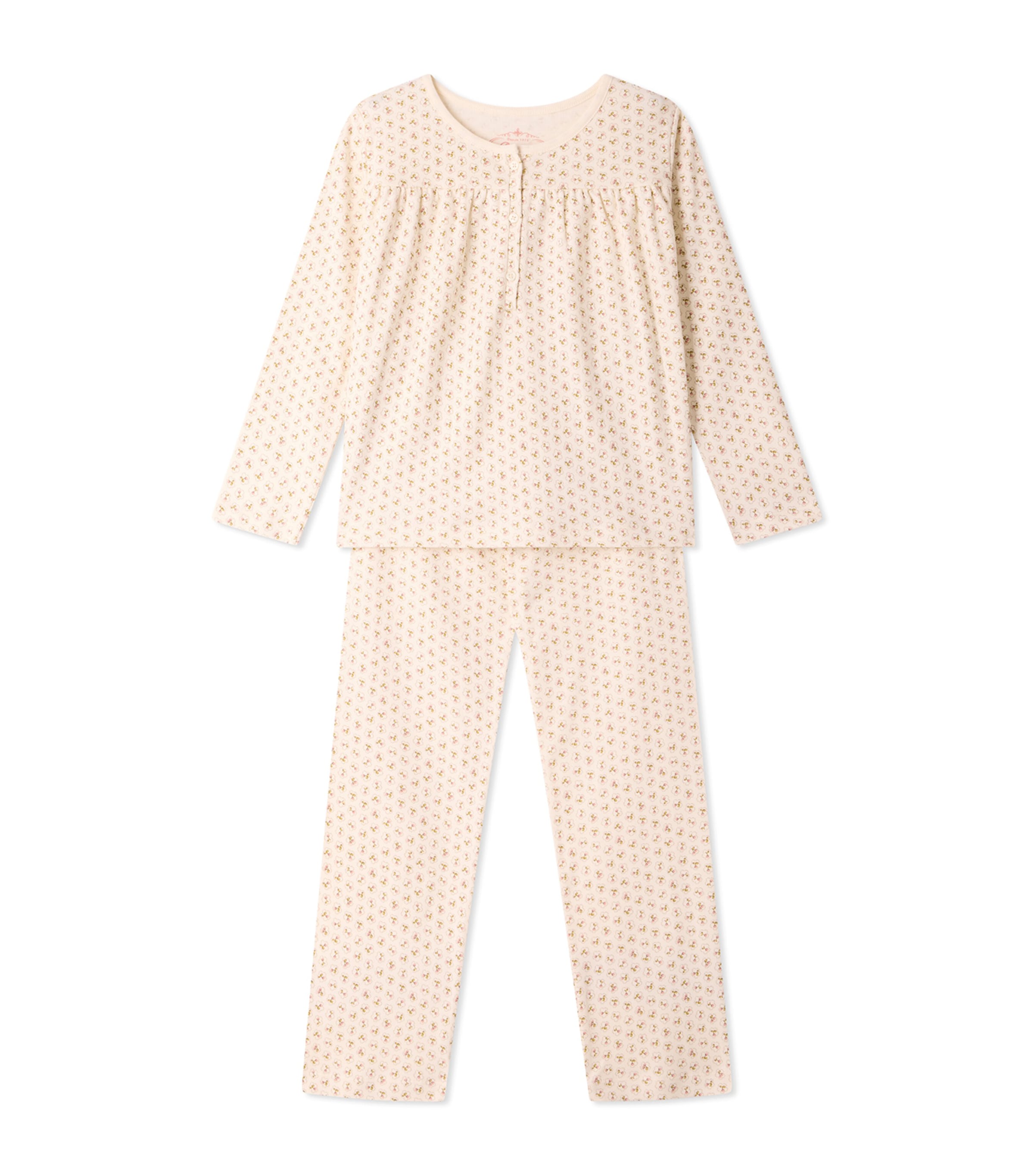 Bonpoint Cotton Cherry Print Pyjamas (4-8 Years) Imp Rose Fane Image 1