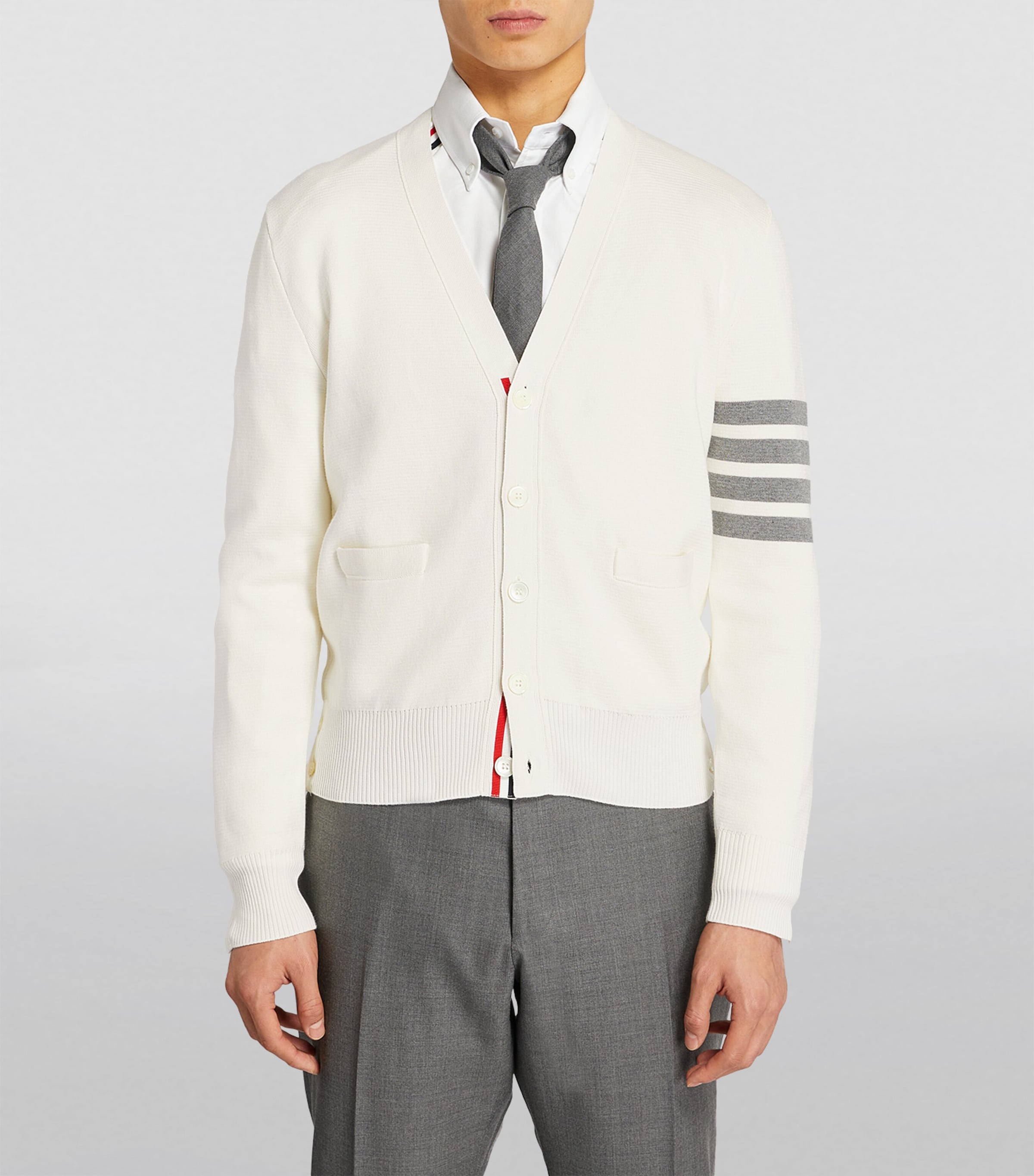 Cotton V-Neck Cardigan WHITE Image 3