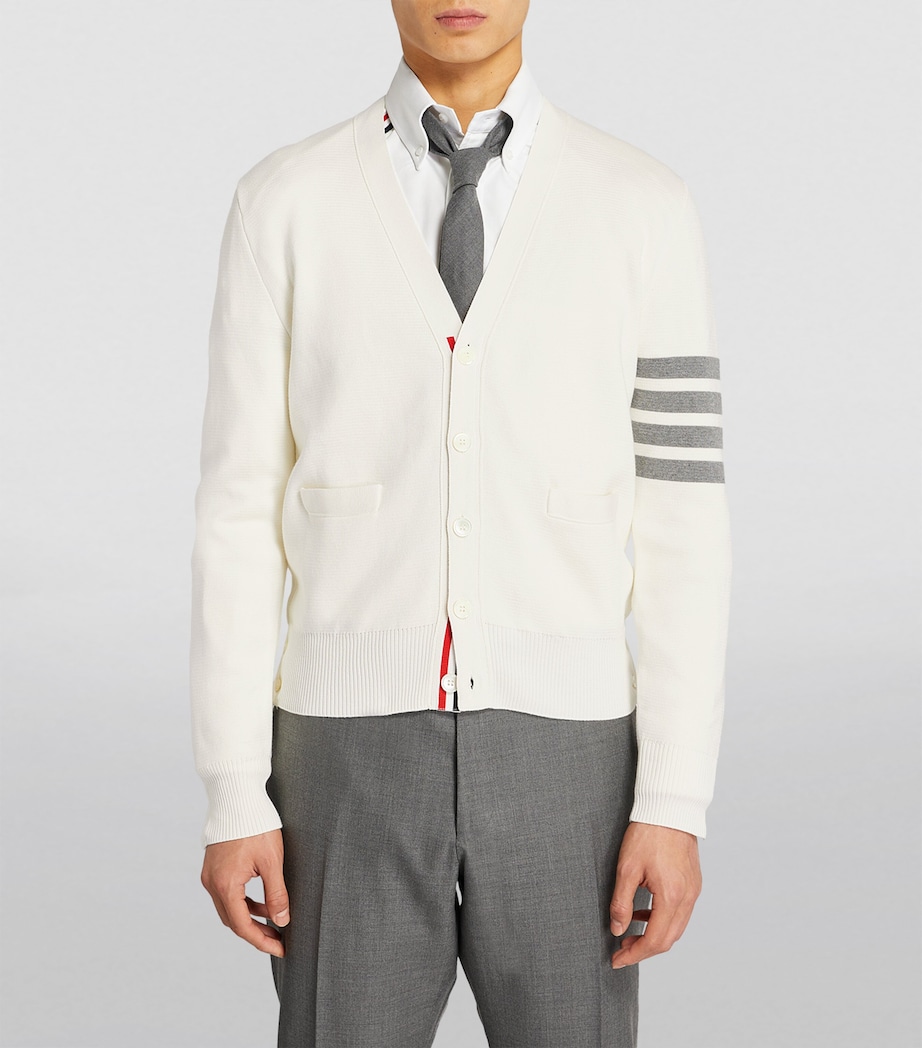 Cotton V-Neck Cardigan WHITE Image 3