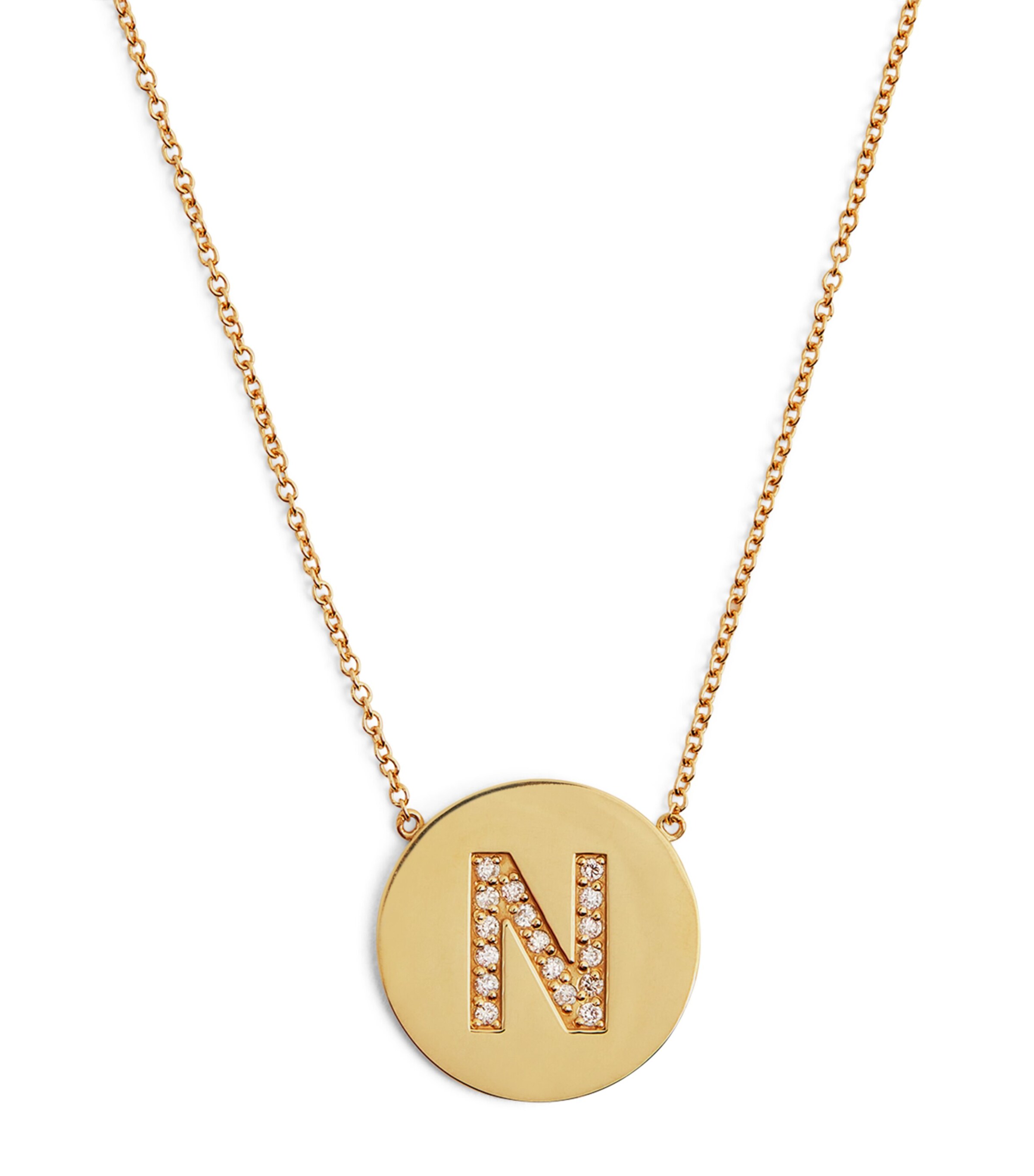 Jennifer Meyer Yellow Gold And Diamond Letter Disc N Necklace In Gold