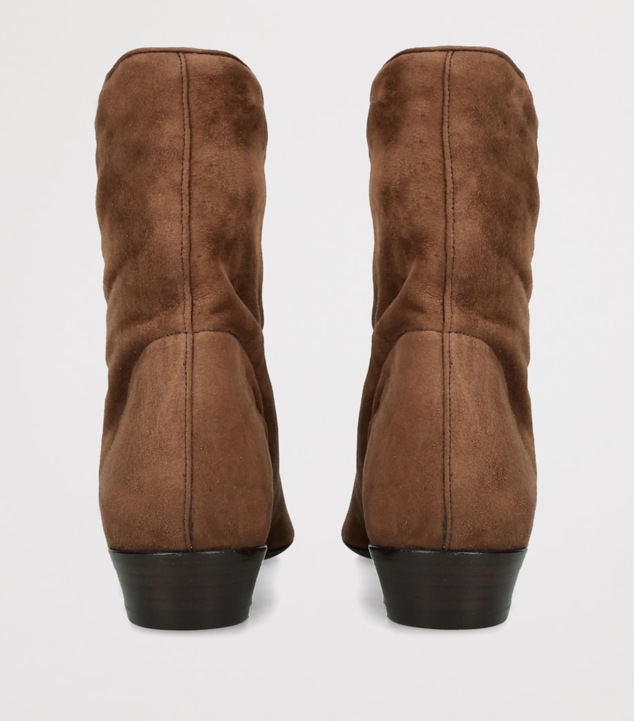Herbert Levine Suede Easy Does it Ankle Boots Dark Brown Image 3