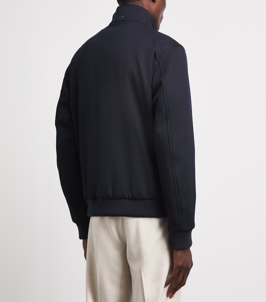 Herno Mens Wool Harrington Jacket Blu Navy Image 5