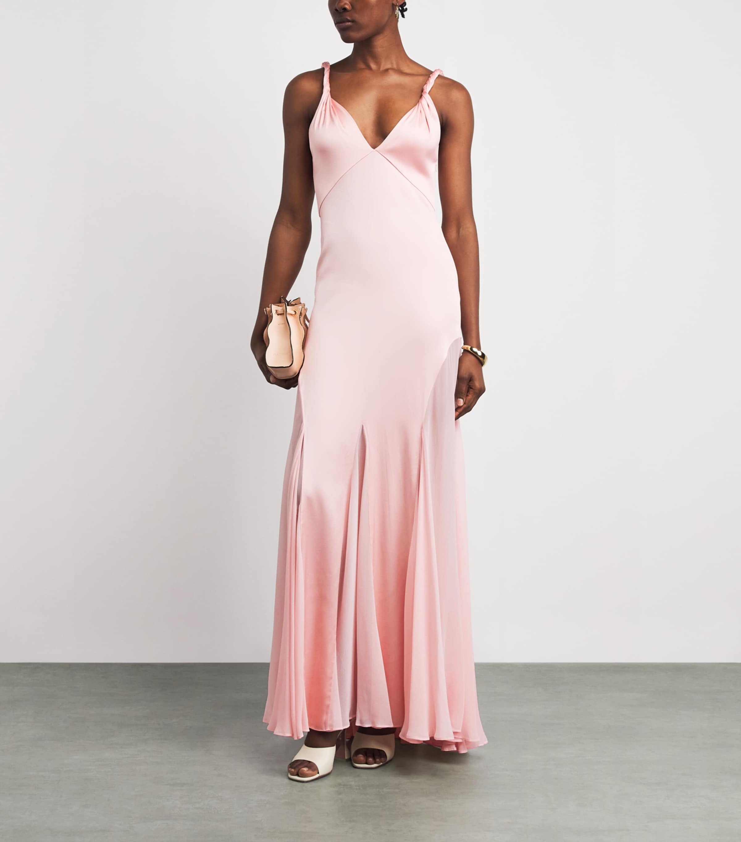 Alice+Olivia Womens Satin Andrina Maxi Dress English Rose Image 2