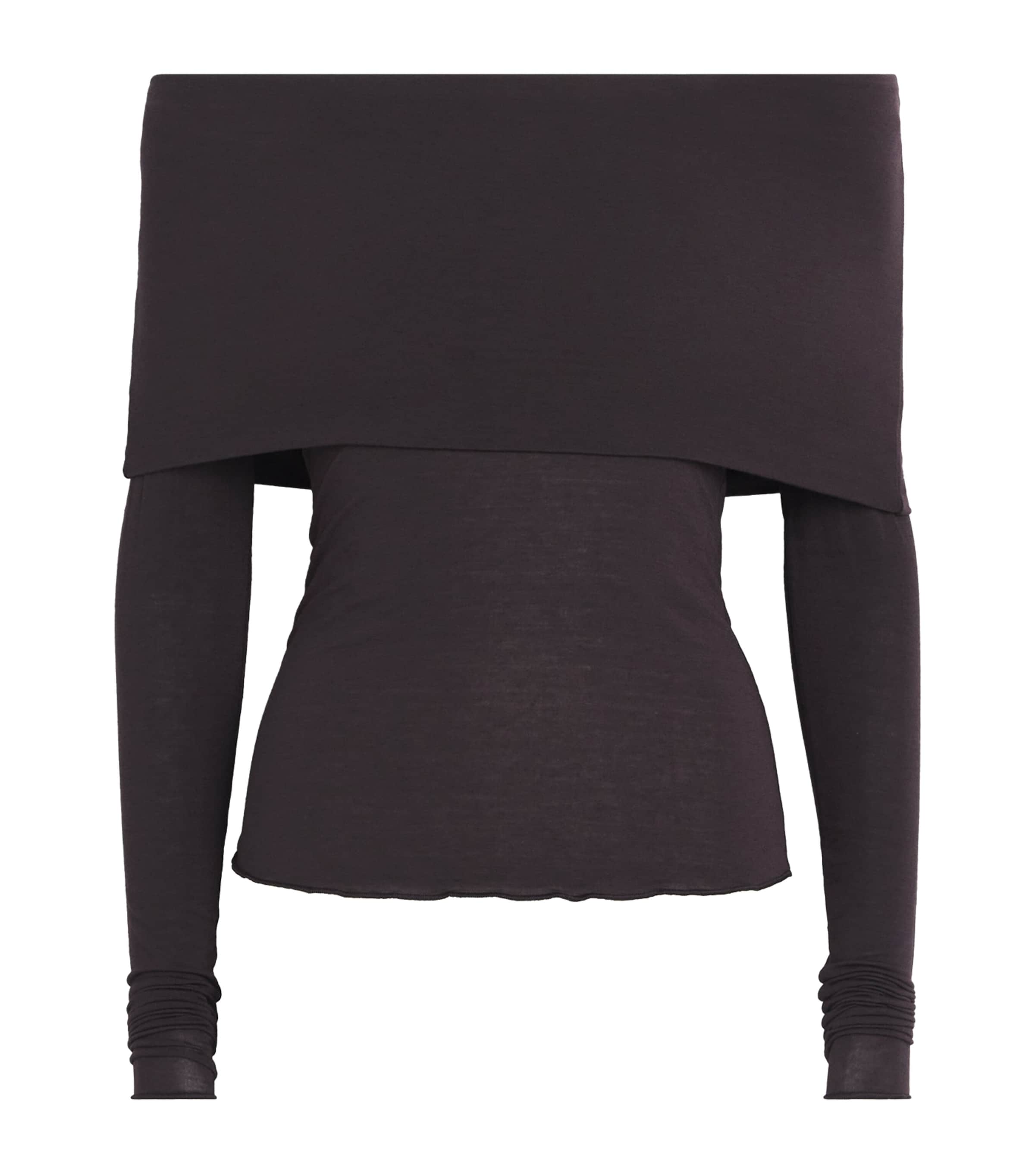 Skims Sheer Modal Off-the-shoulder Top In Burgundy