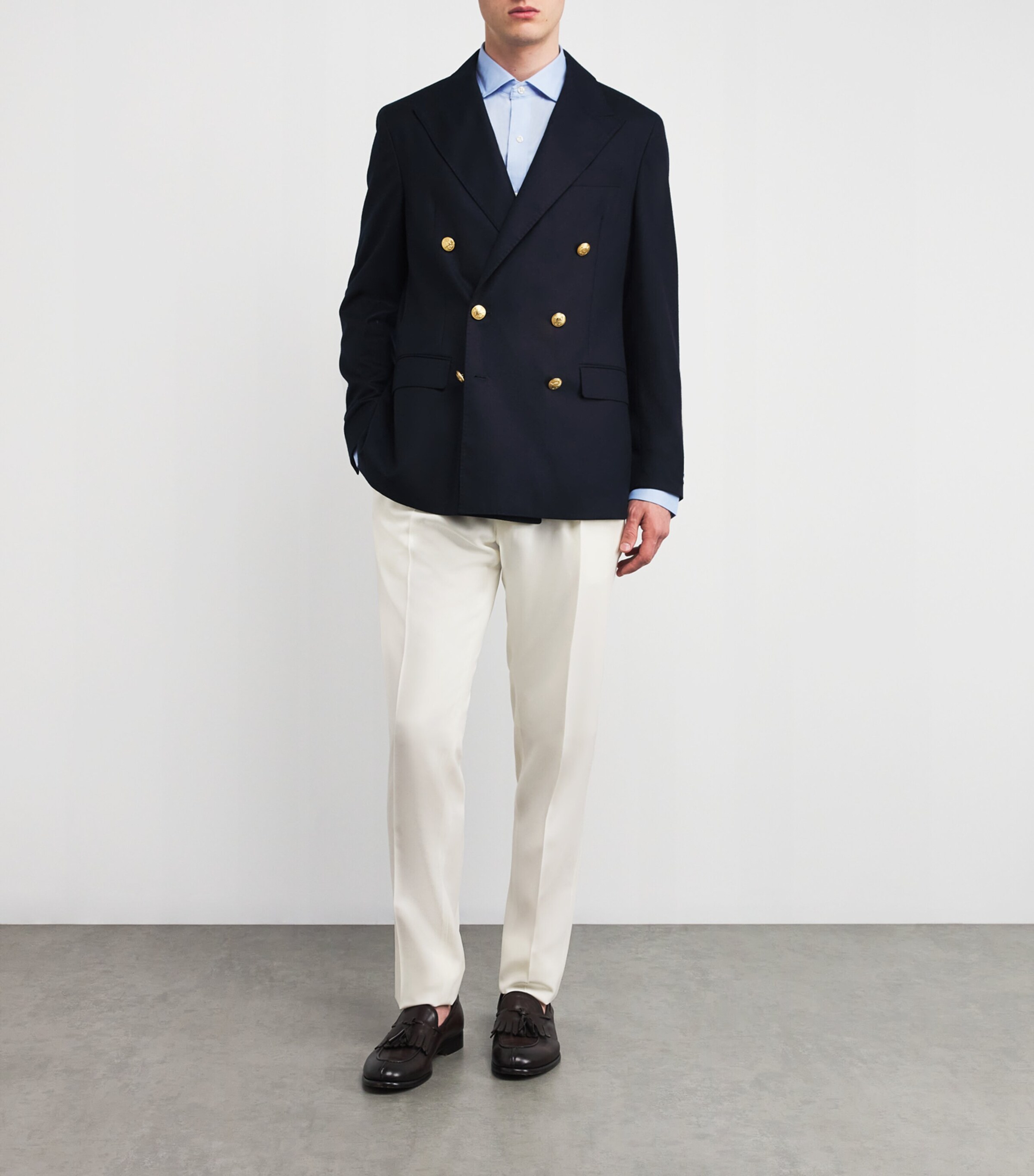 Polo Ralph Lauren Mens Wool Barathea Pleated Trousers Natural Image 2