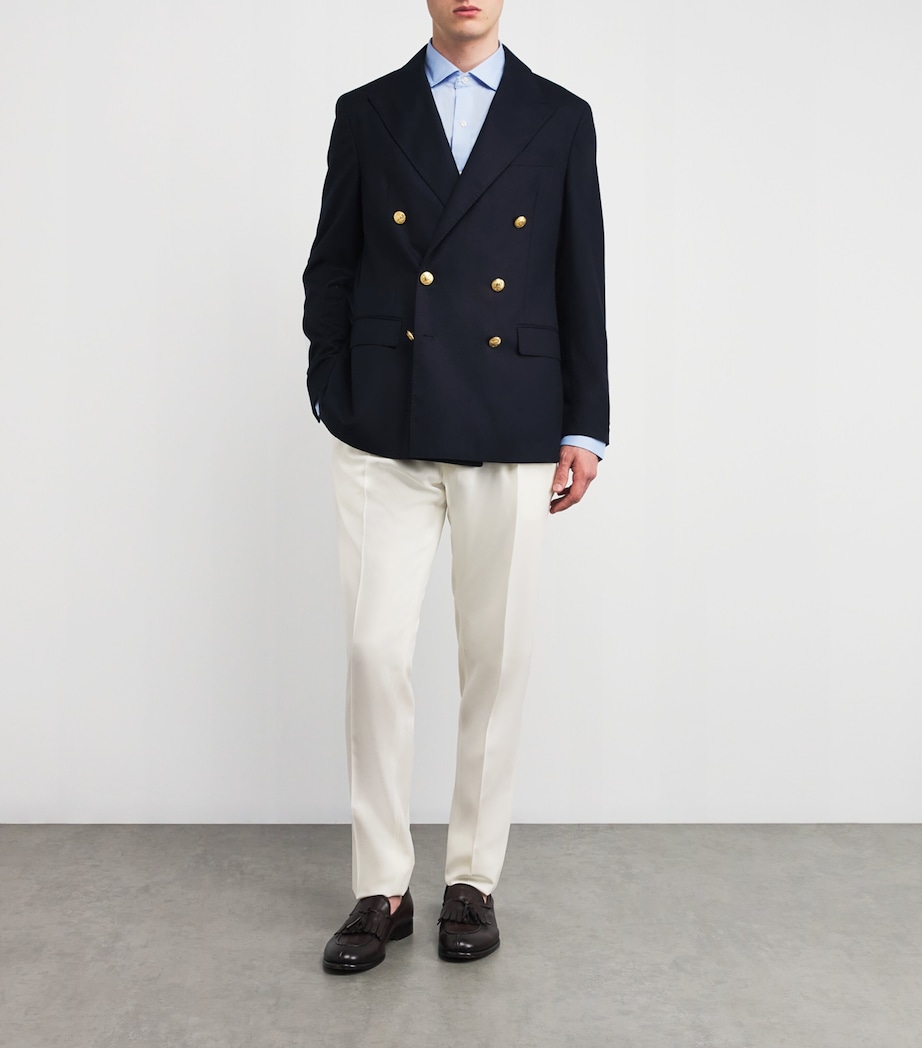 Polo Ralph Lauren Mens Wool Barathea Pleated Trousers Natural Image 2