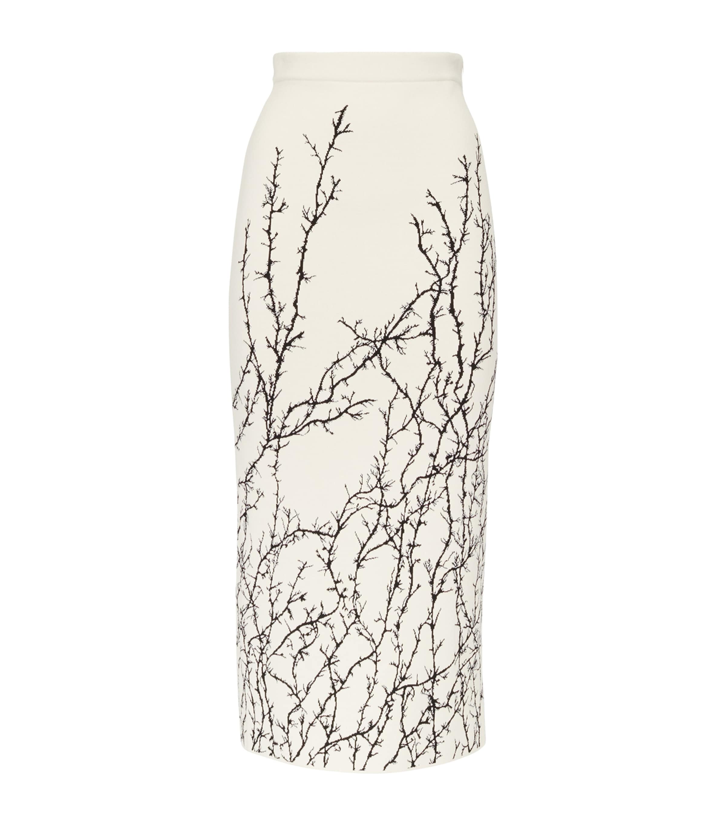 Shop Alexander Mcqueen Thorn Branches Midi Skirt In White