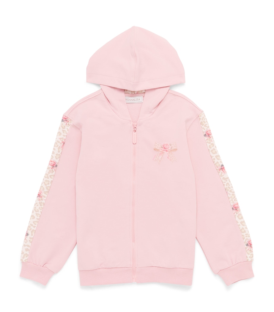 Monnalisa Bow and Rose Hoodie (6 Months-6 Years) Lotus Image 1
