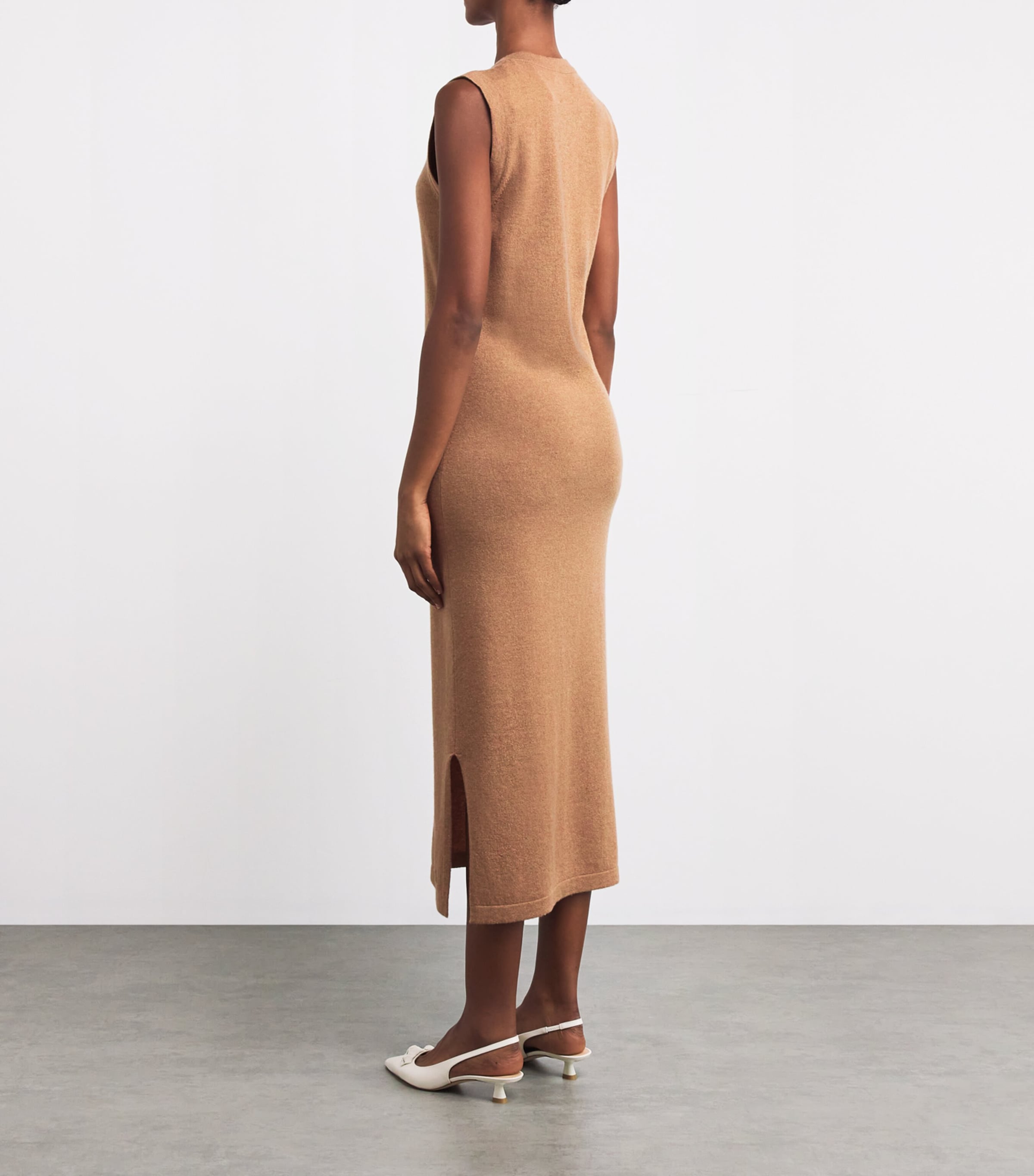Cashmere Sleeveless Midi Dress LLAMA Image 3
