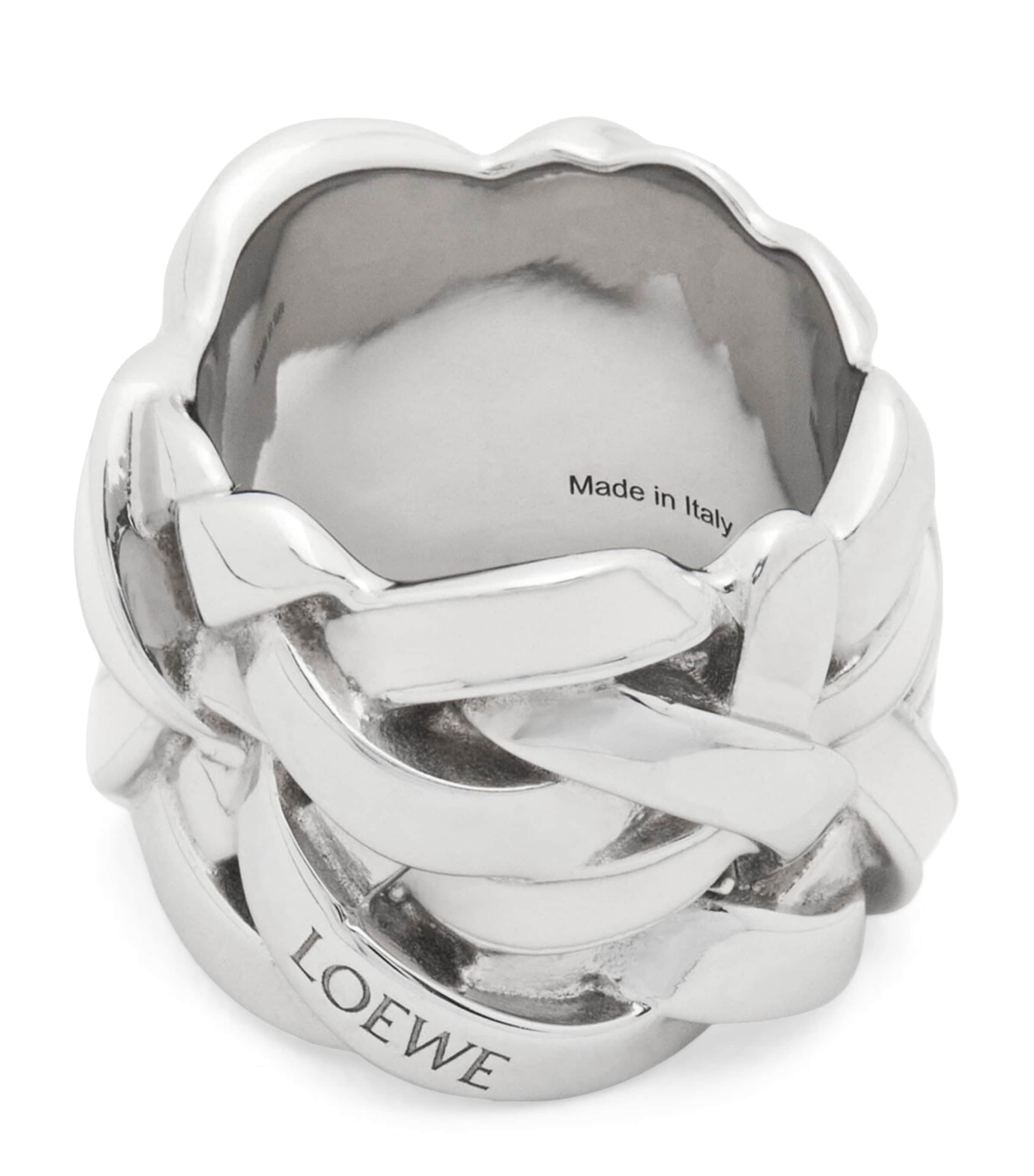 LOEWE Sterling Silver and Enamel Nest Ring Silver/white