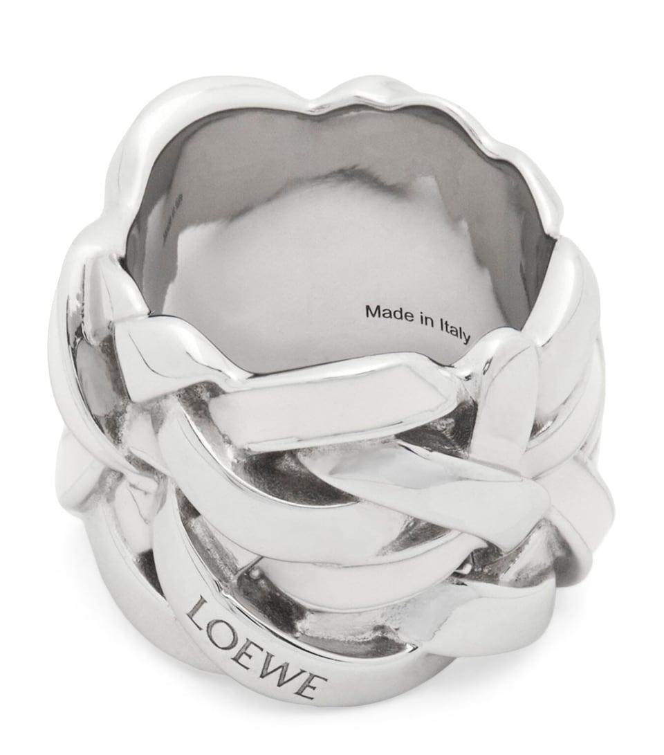 LOEWE Sterling Silver and Enamel Nest Ring Silver/white