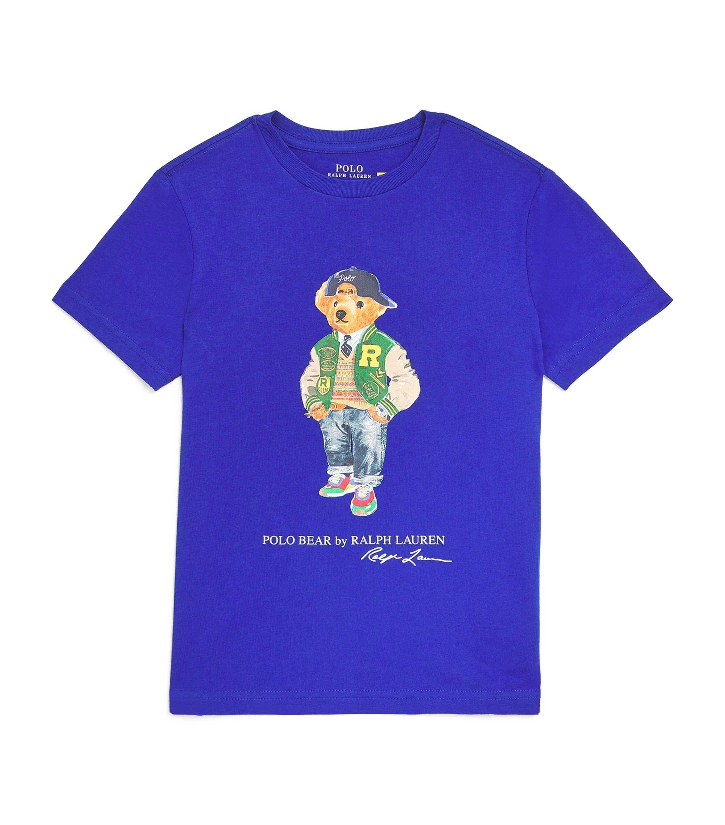 Shop Ralph Lauren Cotton Polo Bear T-shirt In Blue