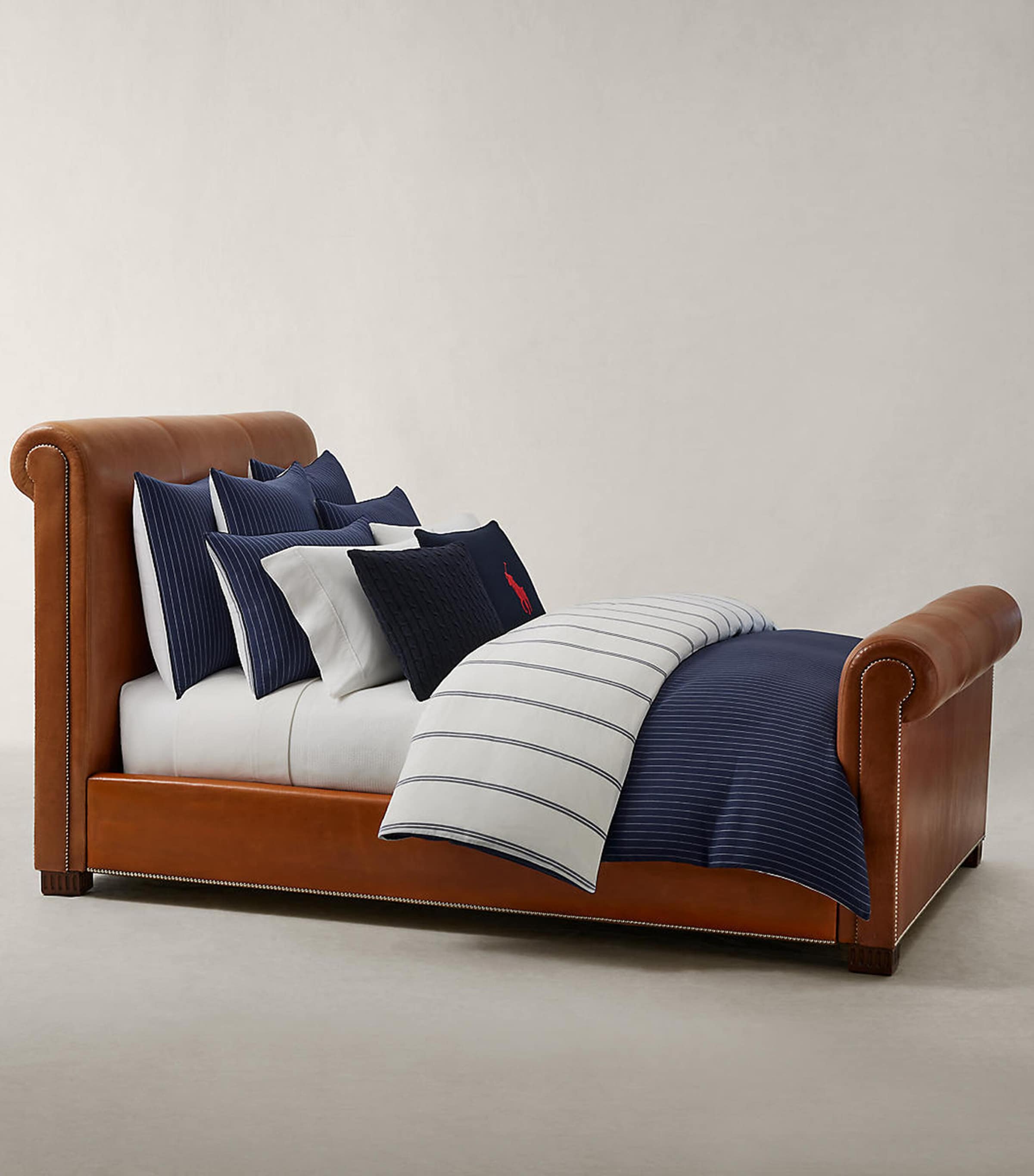 Ralph Lauren Home Super King Kerrigan Flat Sheet (270cm x 295cm) Navy Image 1