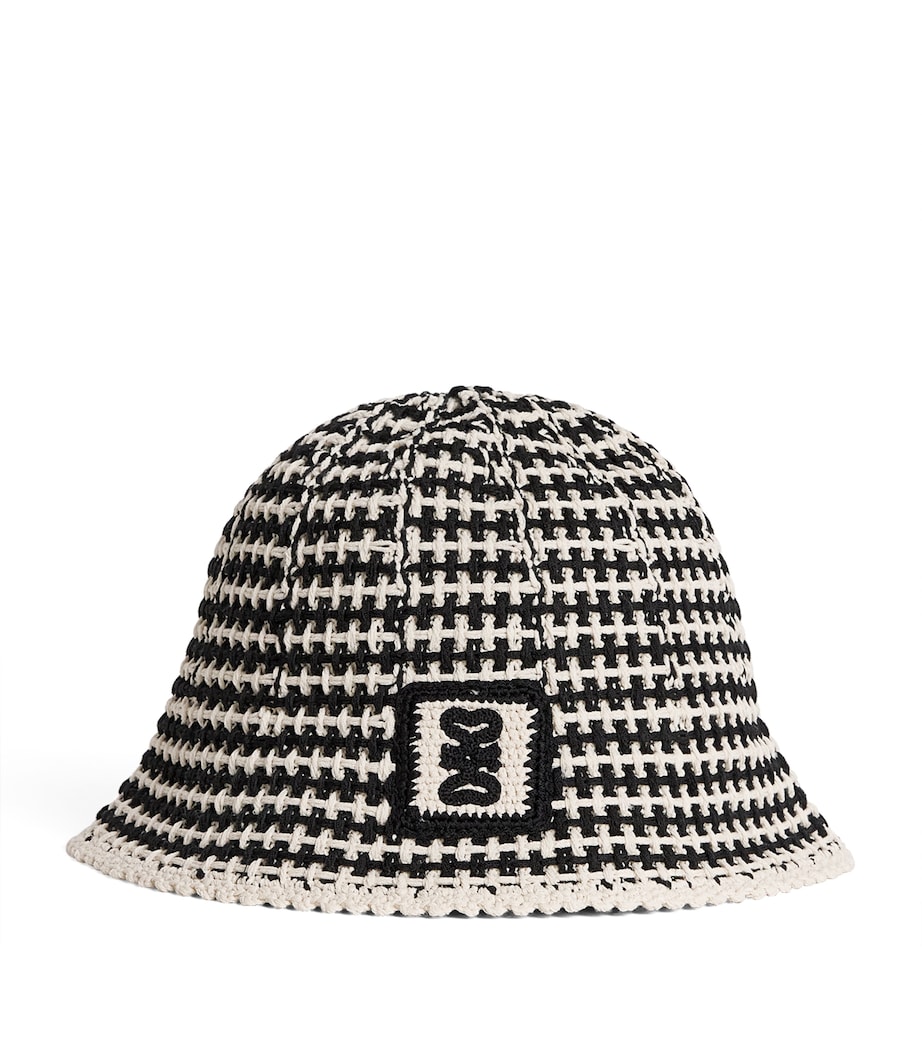 Sandro Paris Crochet Bucket Hat Ecru / Black Image 1