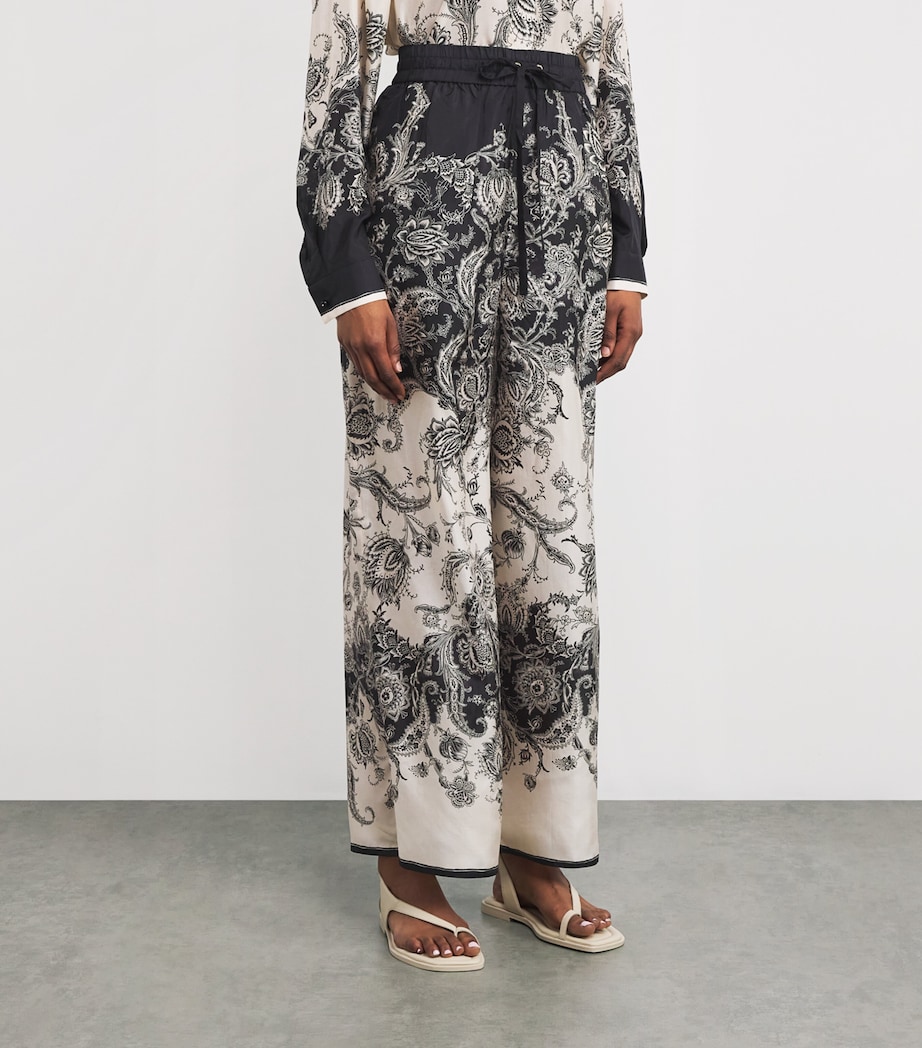 Silk Rhiannon Wide-Leg Trousers CRMBLKFLO CRM/BL FL Image 3