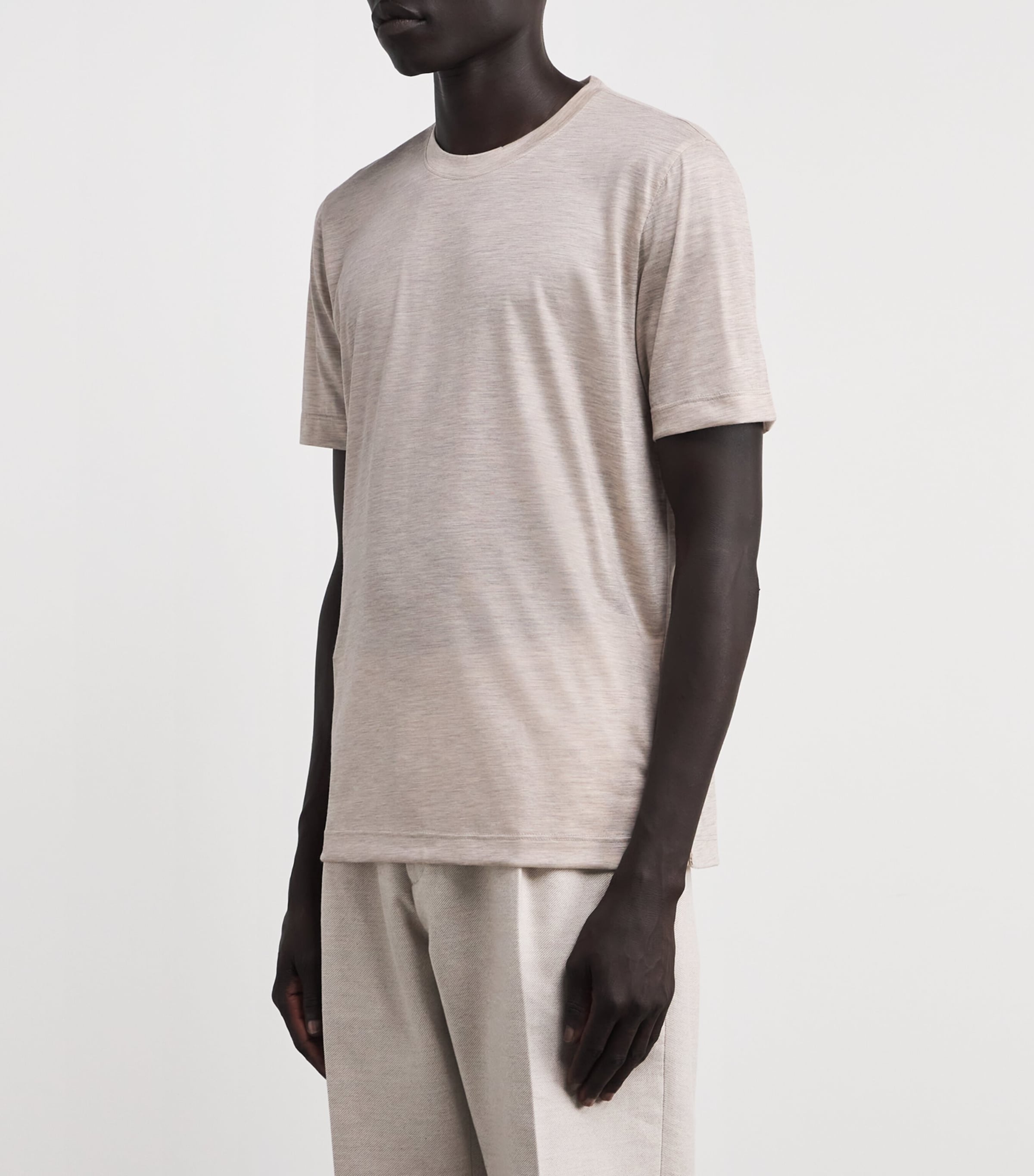 Marco Pescarolo Mens Cotton Half-Sleeve T-Shirt Light Beige Image 3