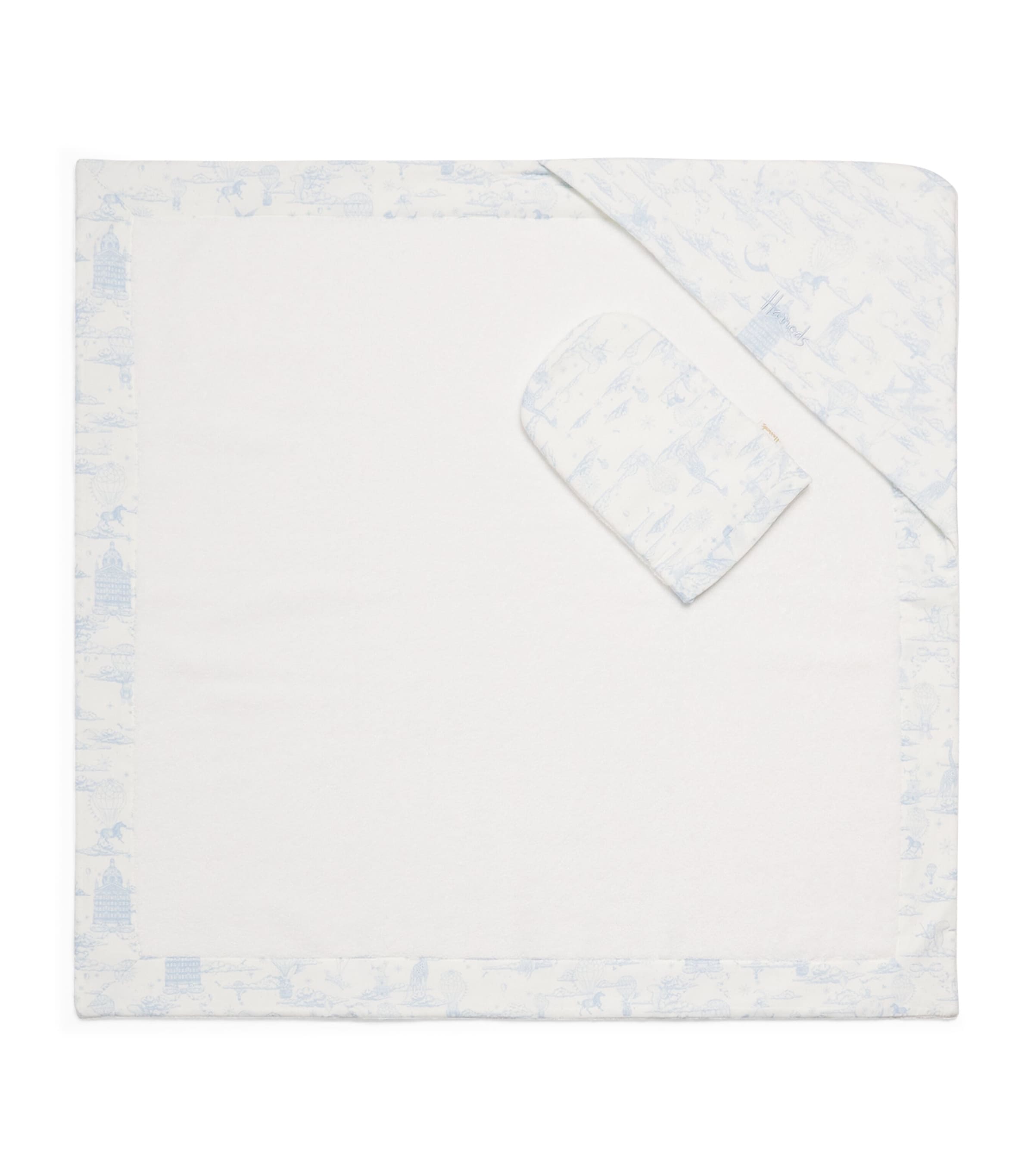 Harrods Organic Cotton Hooded Towel and Wash Mitt Set (70cm x 70cm) | Designers | Harrods | Baby Accessories | Baby Bathing & Changing | Baby Towels